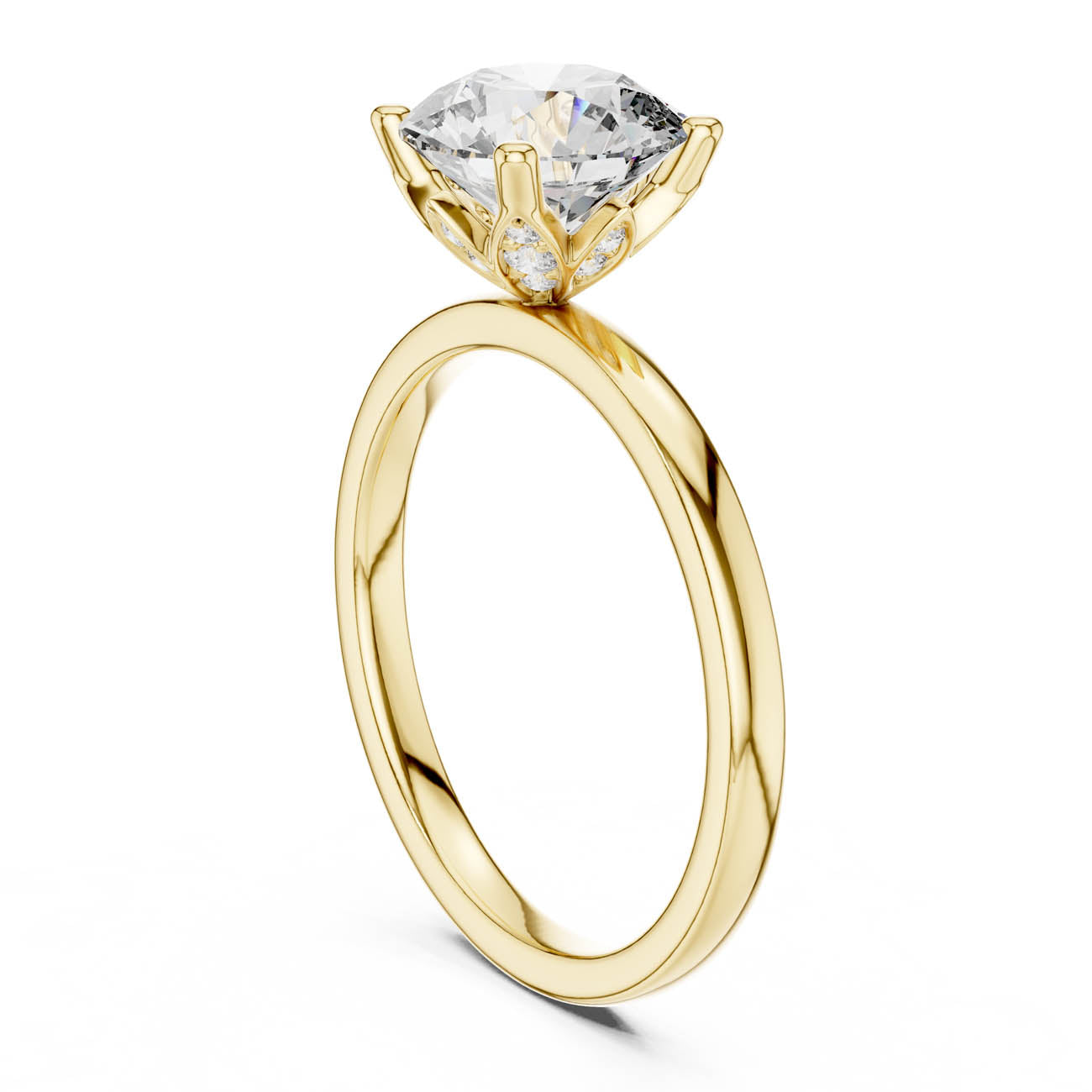 2.14 Ct. Round Diamond Solitaire with Diamond-Set Tulip Setting (DDLR-170) 8
