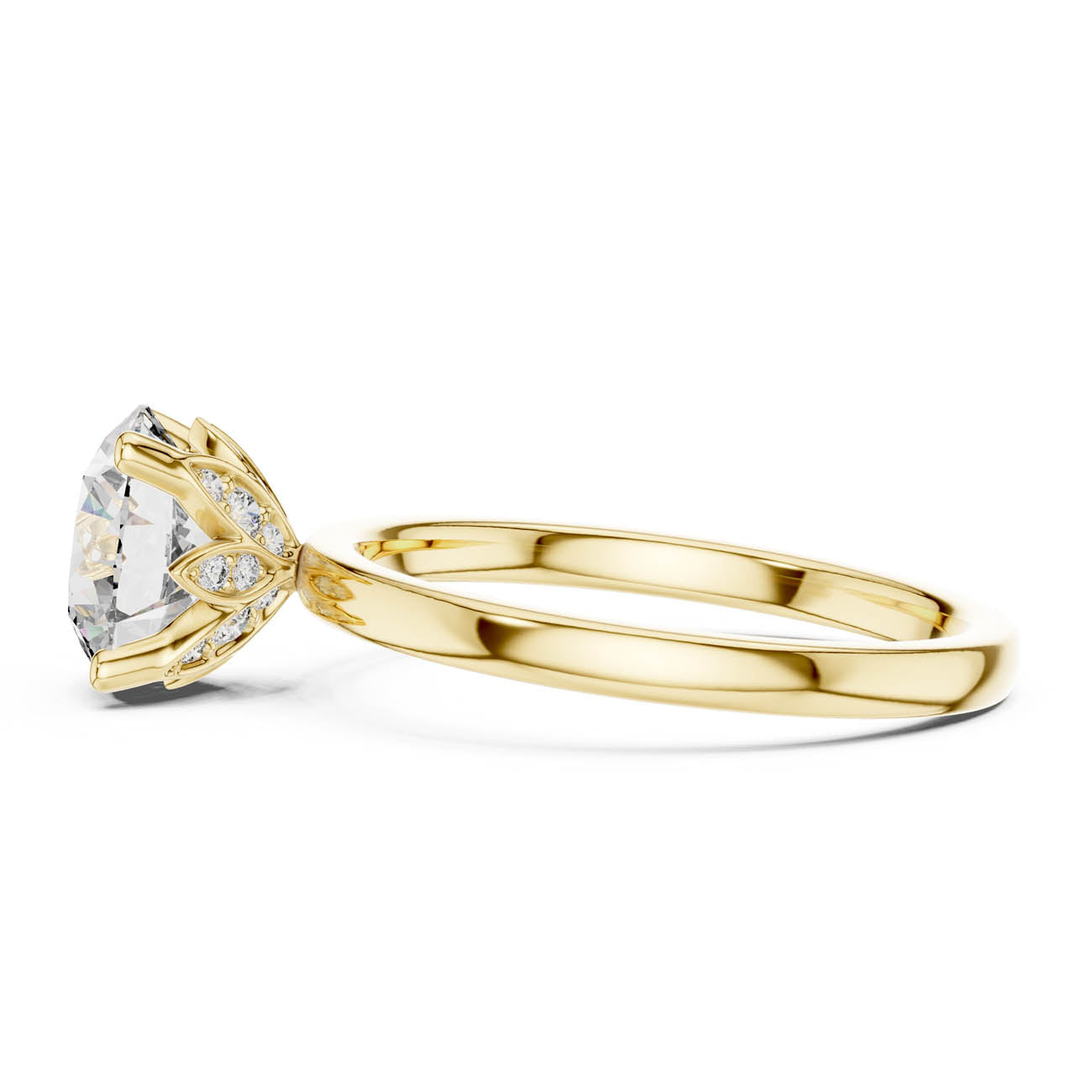 2.14 Ct. Round Diamond Solitaire with Diamond-Set Tulip Setting (DDLR-170) 10