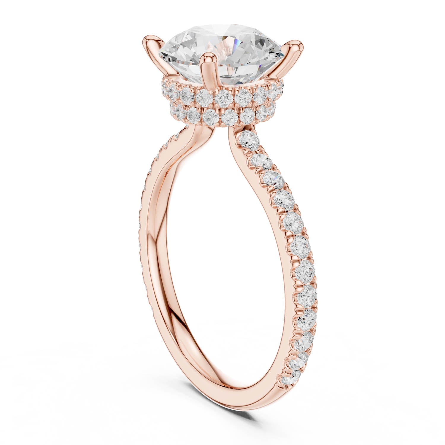 3.74 Ct. Round Diamond Ring with Pavé Band and Double Hidden Halo (DDLR-171-RD) 13