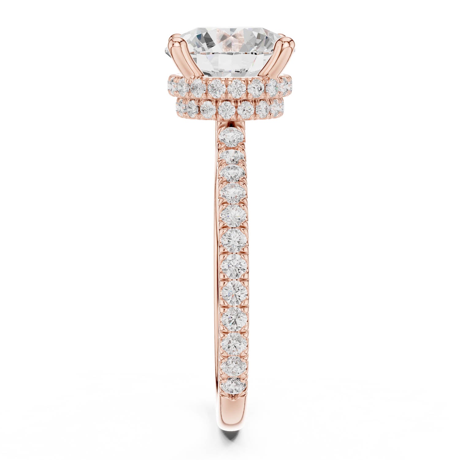 3.74 Ct. Round Diamond Ring with Pavé Band and Double Hidden Halo (DDLR-171-RD) 15