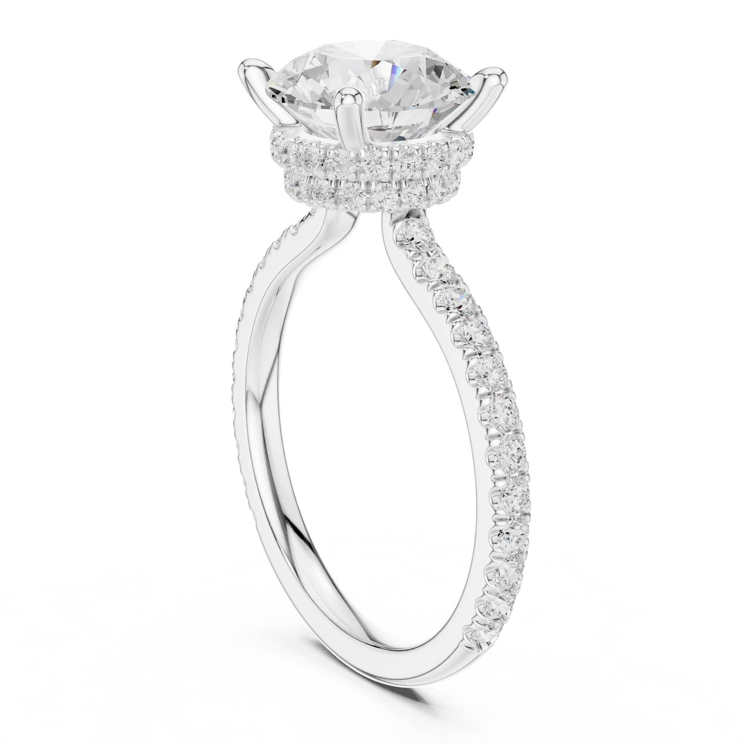 3.74 Ct. Round Diamond Ring with Pavé Band and Double Hidden Halo (DDLR-171-RD) 16