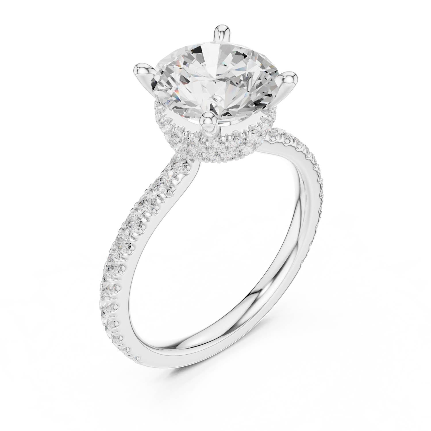 3.74 Ct. Round Diamond Ring with Pavé Band and Double Hidden Halo (DDLR-171-RD) 5