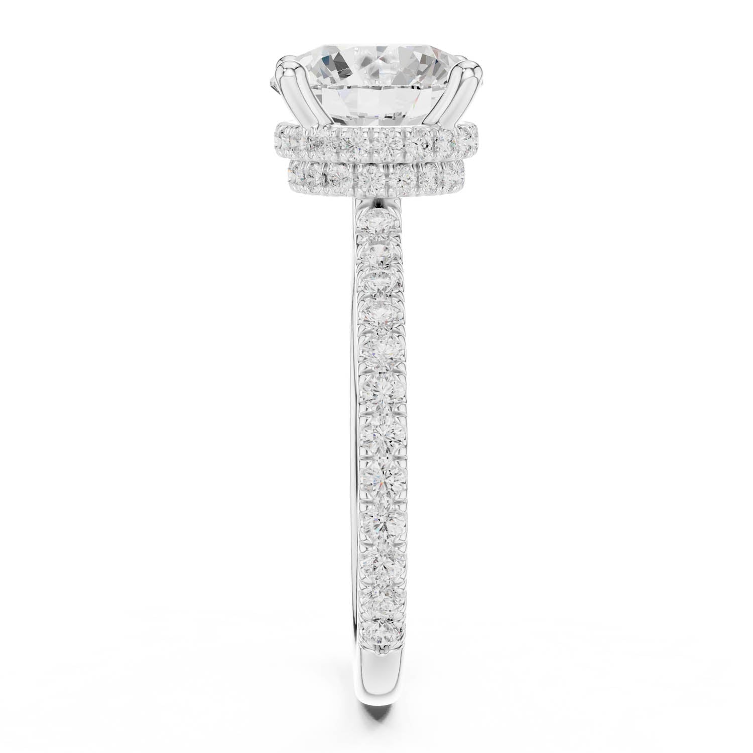 3.74 Ct. Round Diamond Ring with Pavé Band and Double Hidden Halo (DDLR-171-RD) 6