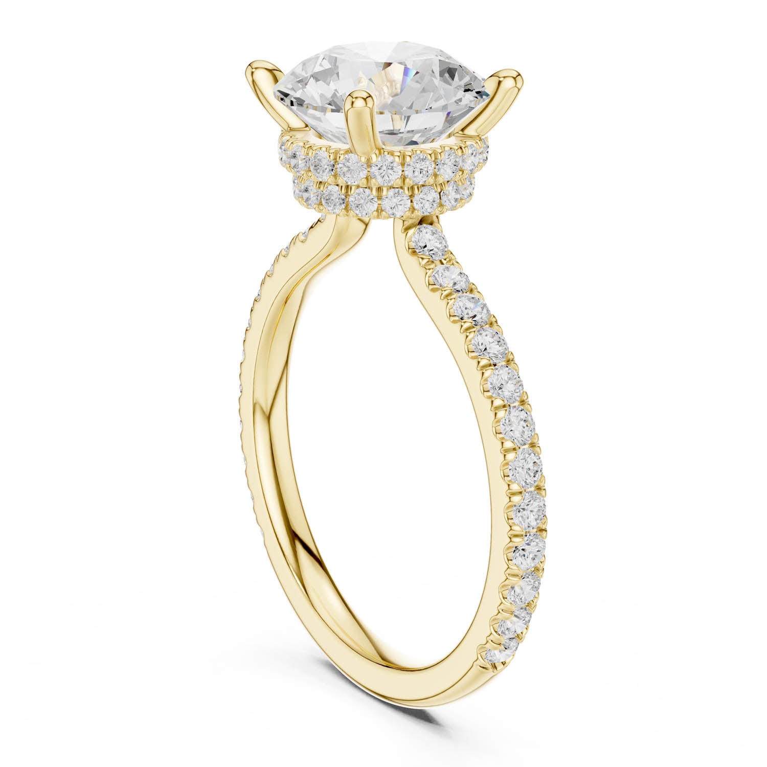 3.74 Ct. Round Diamond Ring with Pavé Band and Double Hidden Halo (DDLR-171-RD) 7