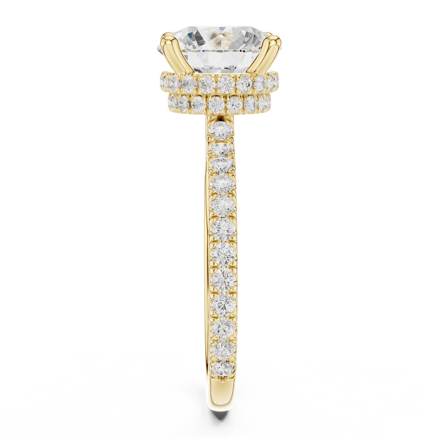 3.74 Ct. Round Diamond Ring with Pavé Band and Double Hidden Halo (DDLR-171-RD) 8