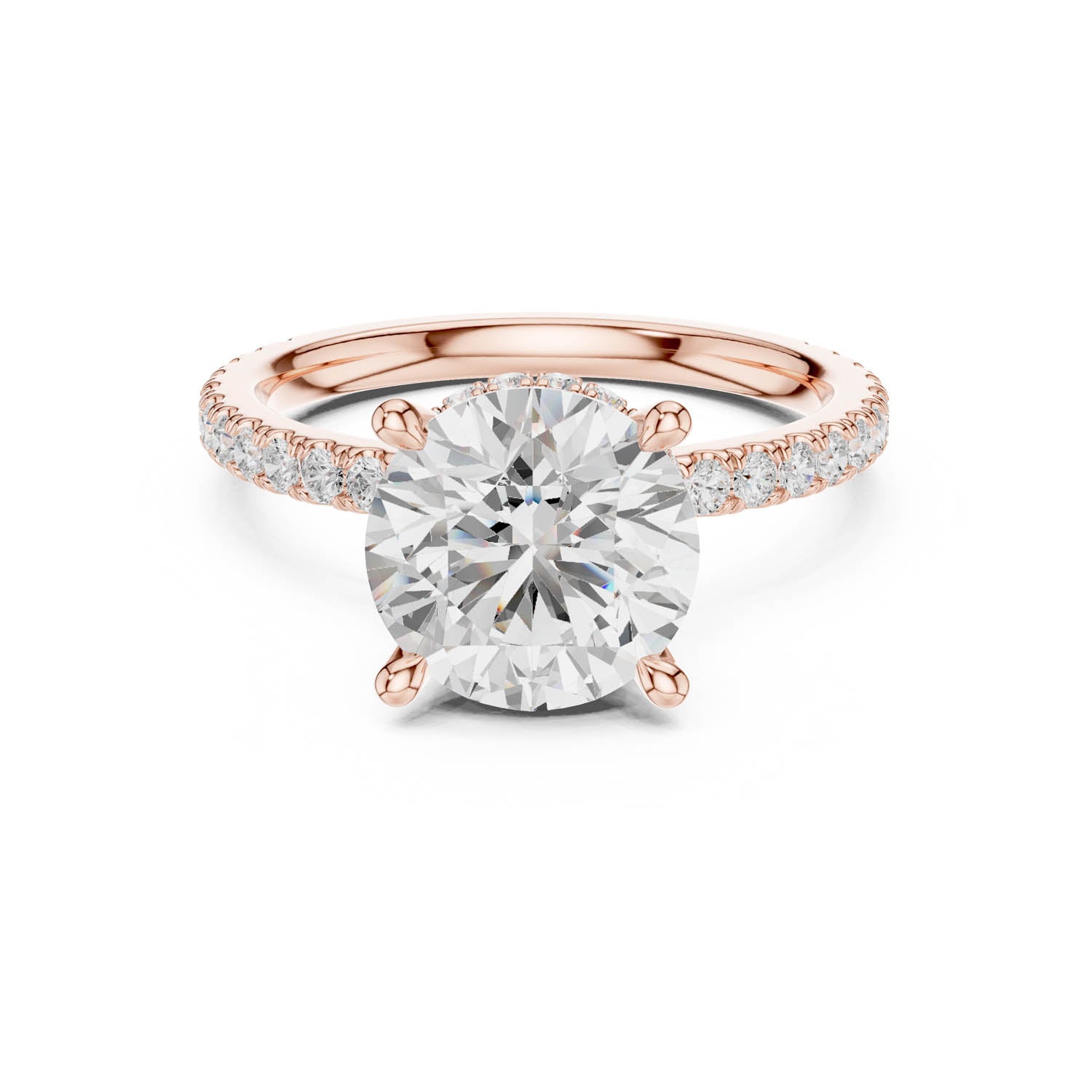 3.74 Ct. Round Diamond Ring with Pavé Band and Double Hidden Halo (DDLR-171-RD) 9