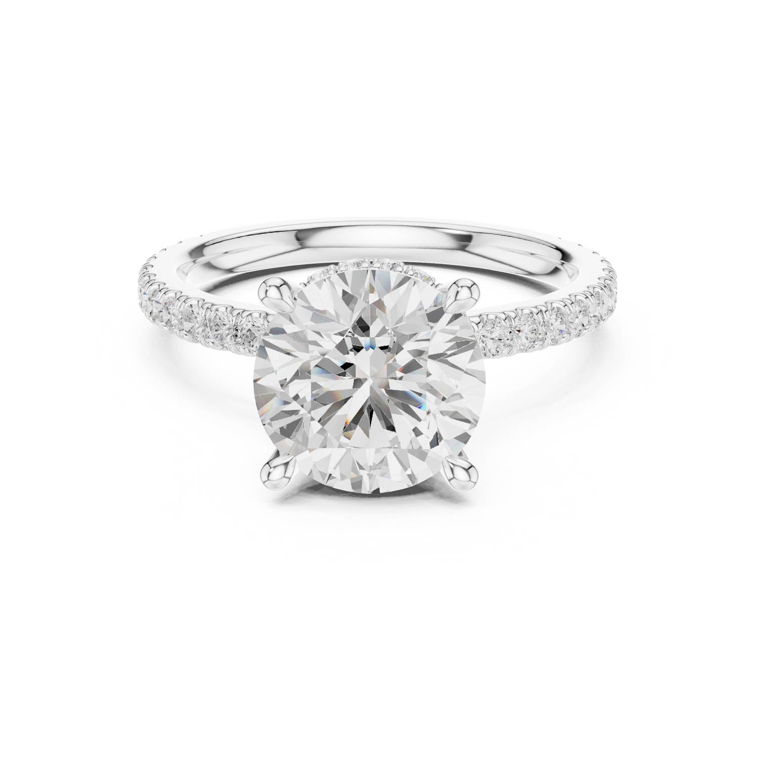 3.74 Ct. Round Diamond Ring with Pavé Band and Double Hidden Halo (DDLR-171-RD) 1