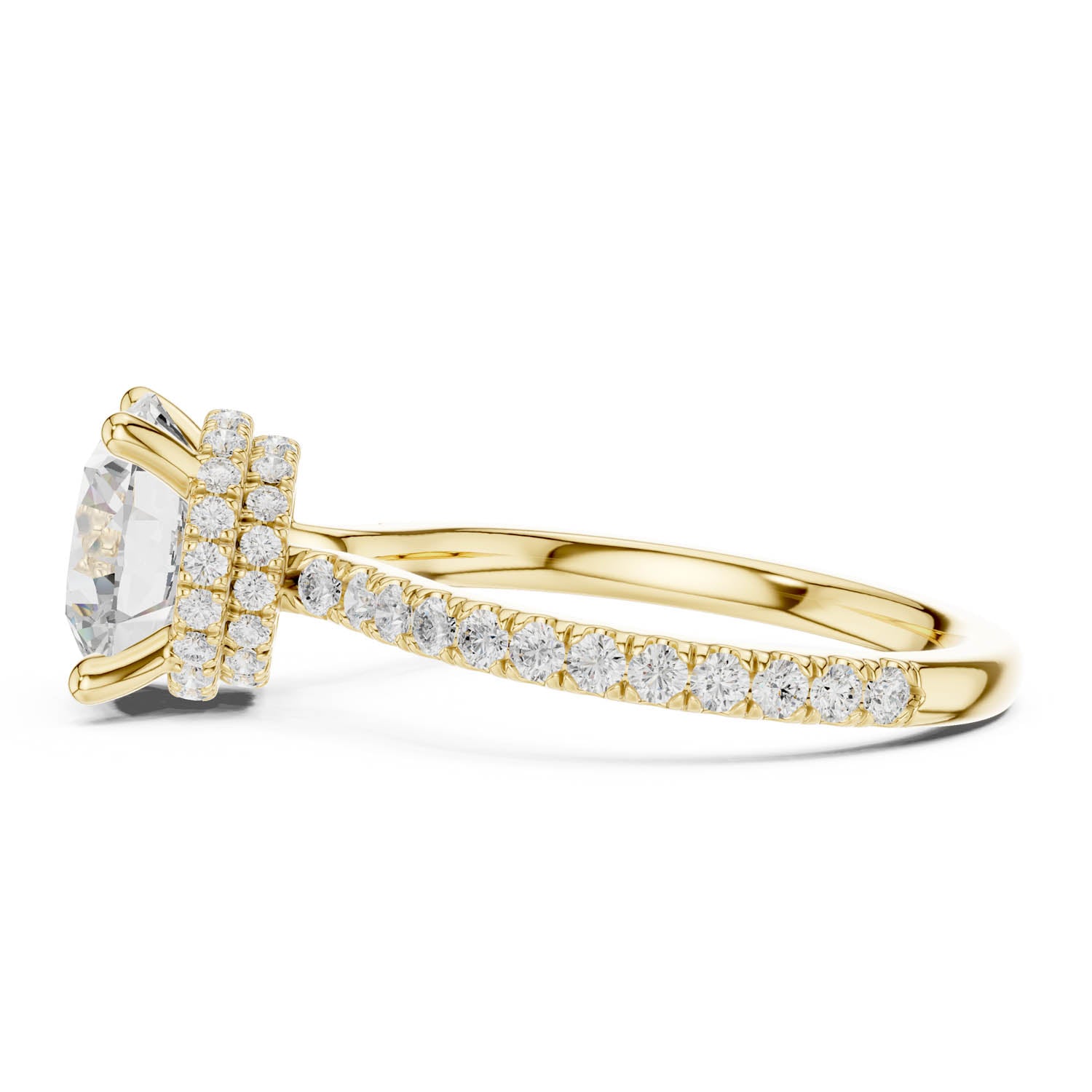 3.74 Ct. Round Diamond Ring with Pavé Band and Double Hidden Halo (DDLR-171-RD) 11