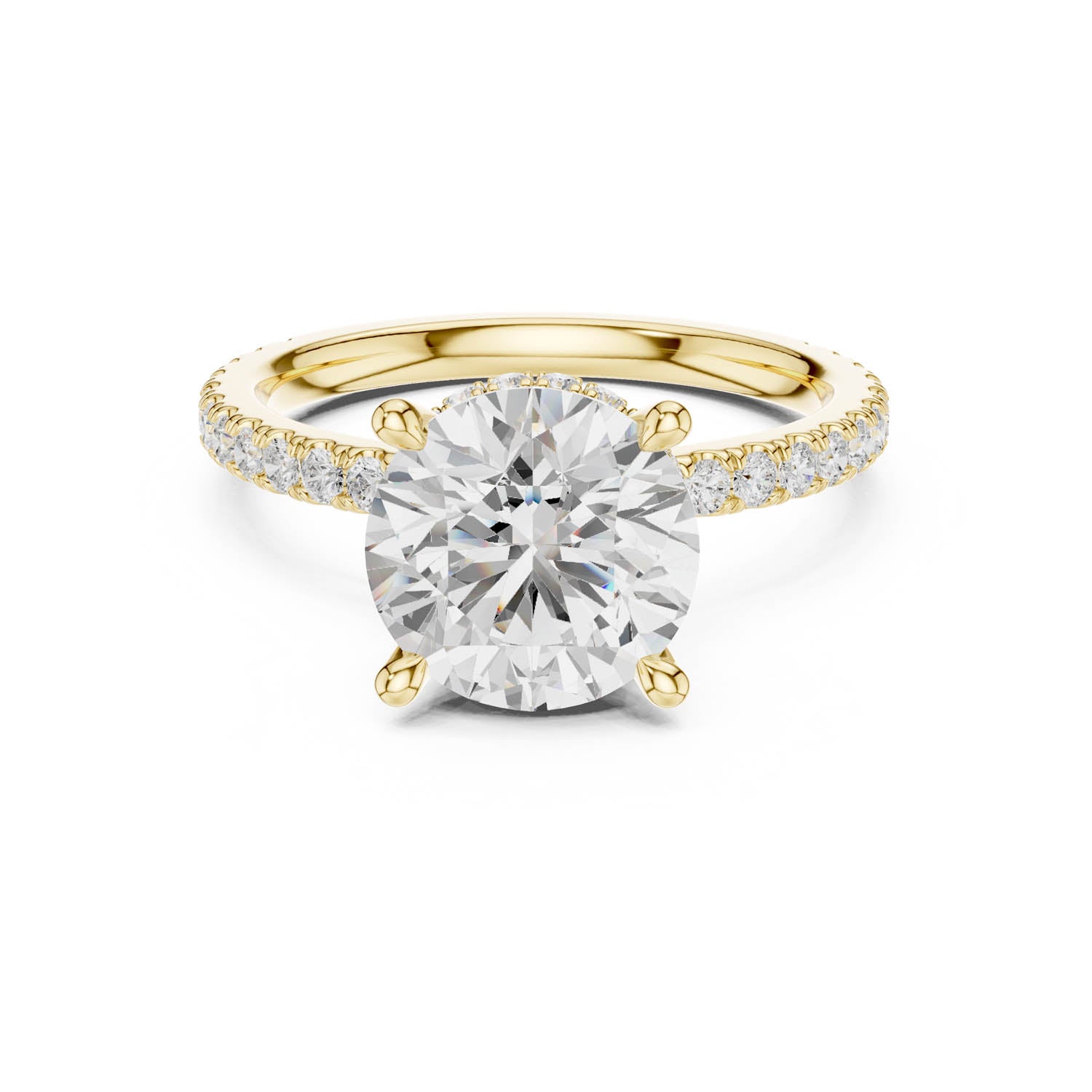 3.74 Ct. Round Diamond Ring with Pavé Band and Double Hidden Halo (DDLR-171-RD) 12