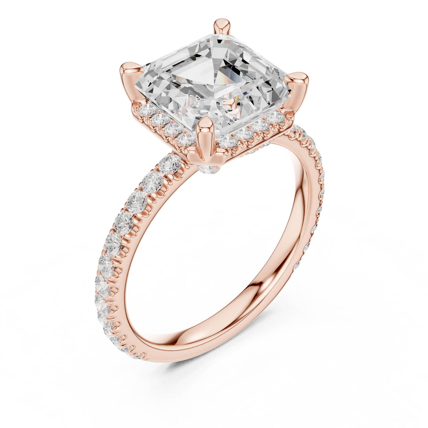4.20 Ct. Asscher Cut Diamond Halo Pavé Ring (DDLR-172-AC) 7