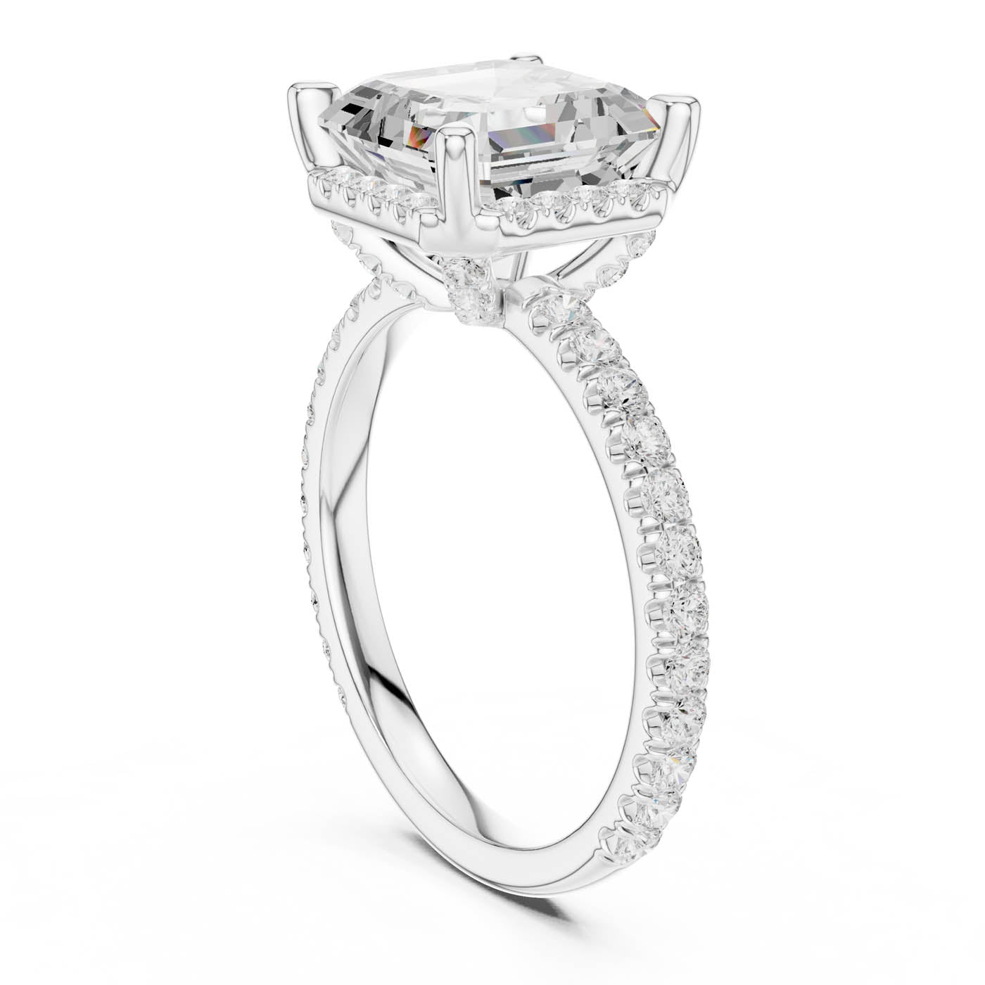 4.20 Ct. Asscher Cut Diamond Halo Pavé Ring (DDLR-172-AC) 12