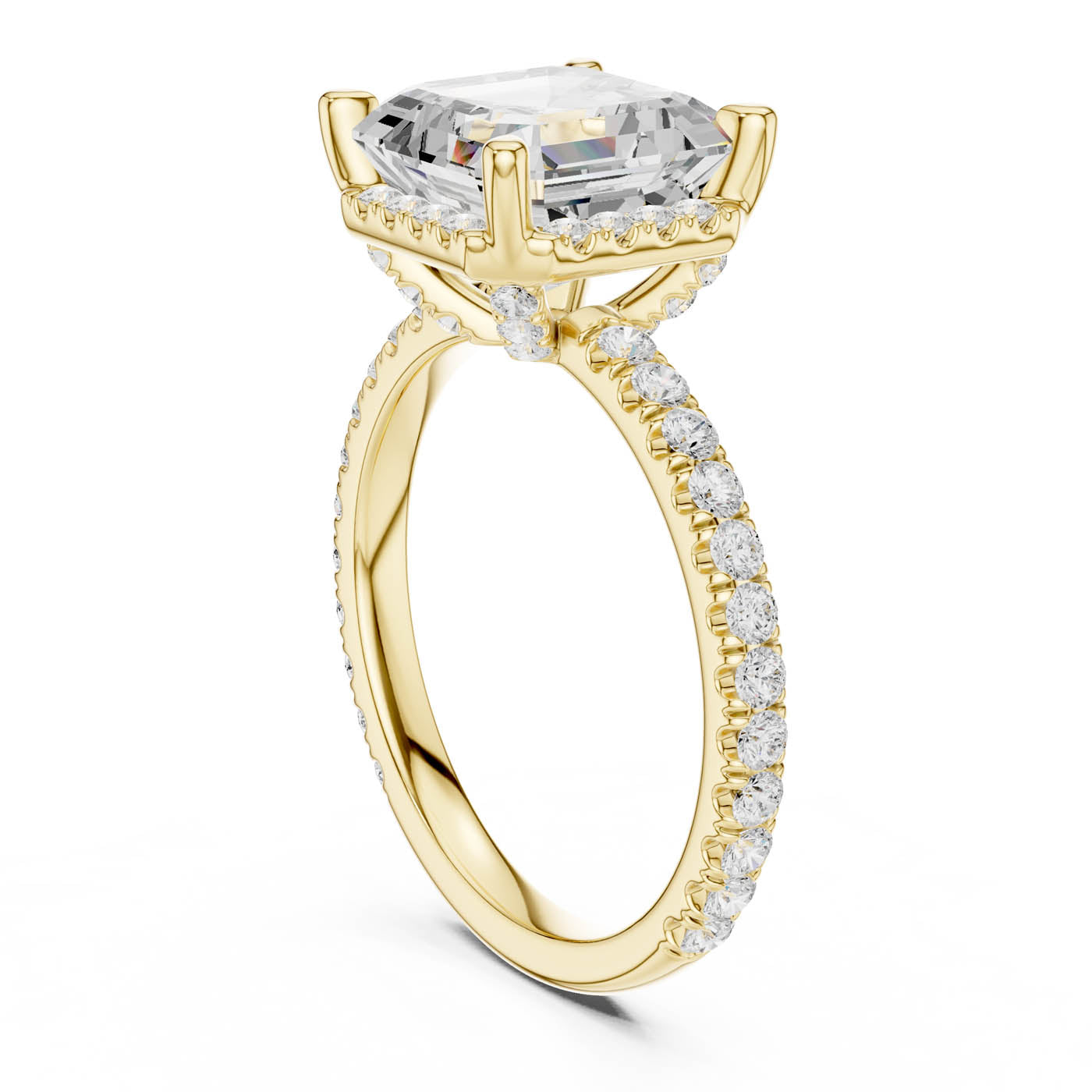 4.20 Ct. Asscher Cut Diamond Halo Pavé Ring (DDLR-172-AC) 4