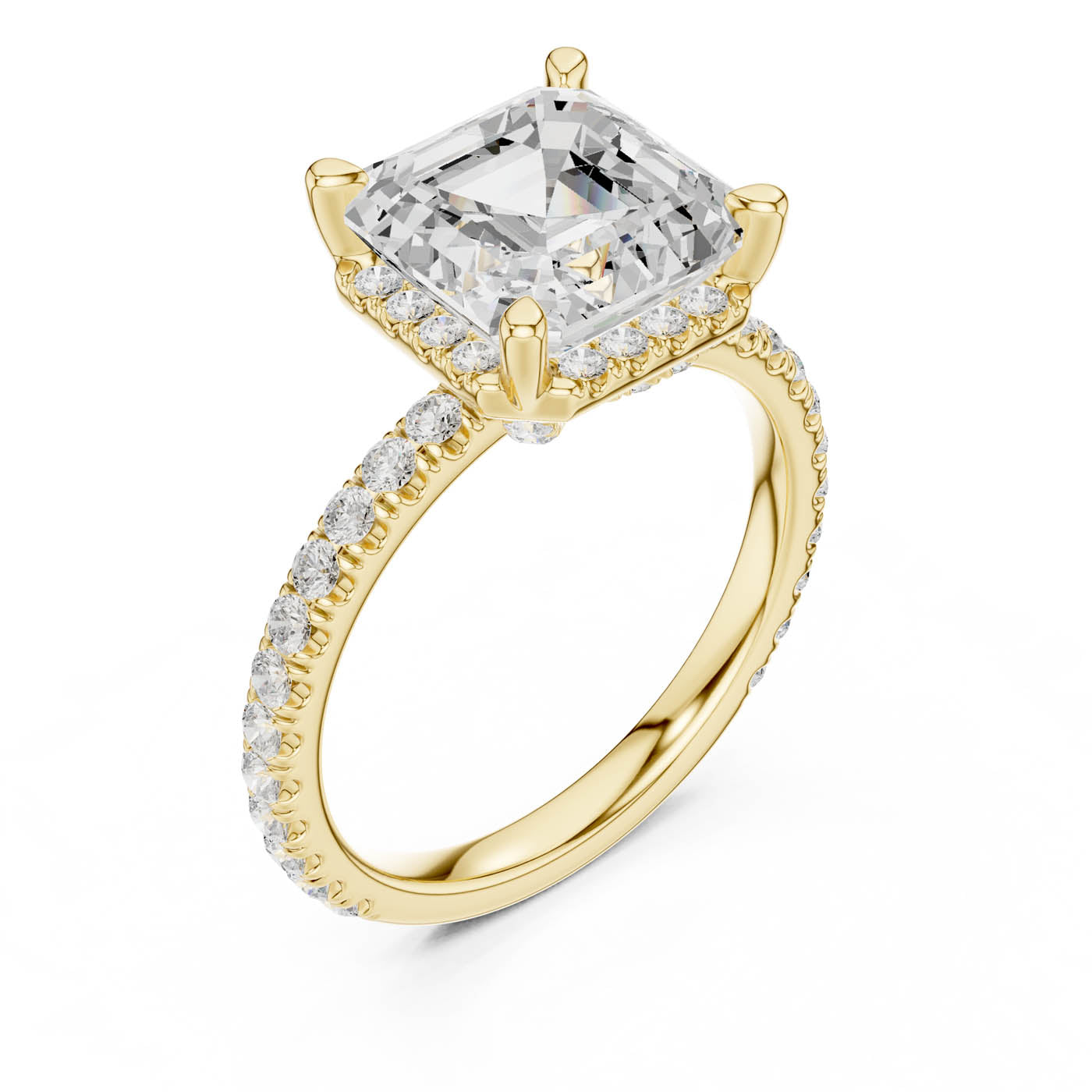 4.20 Ct. Asscher Cut Diamond Halo Pavé Ring (DDLR-172-AC)
