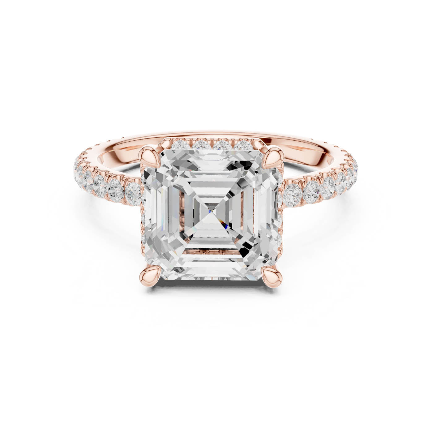 4.20 Ct. Asscher Cut Diamond Halo Pavé Ring (DDLR-172-AC) 6