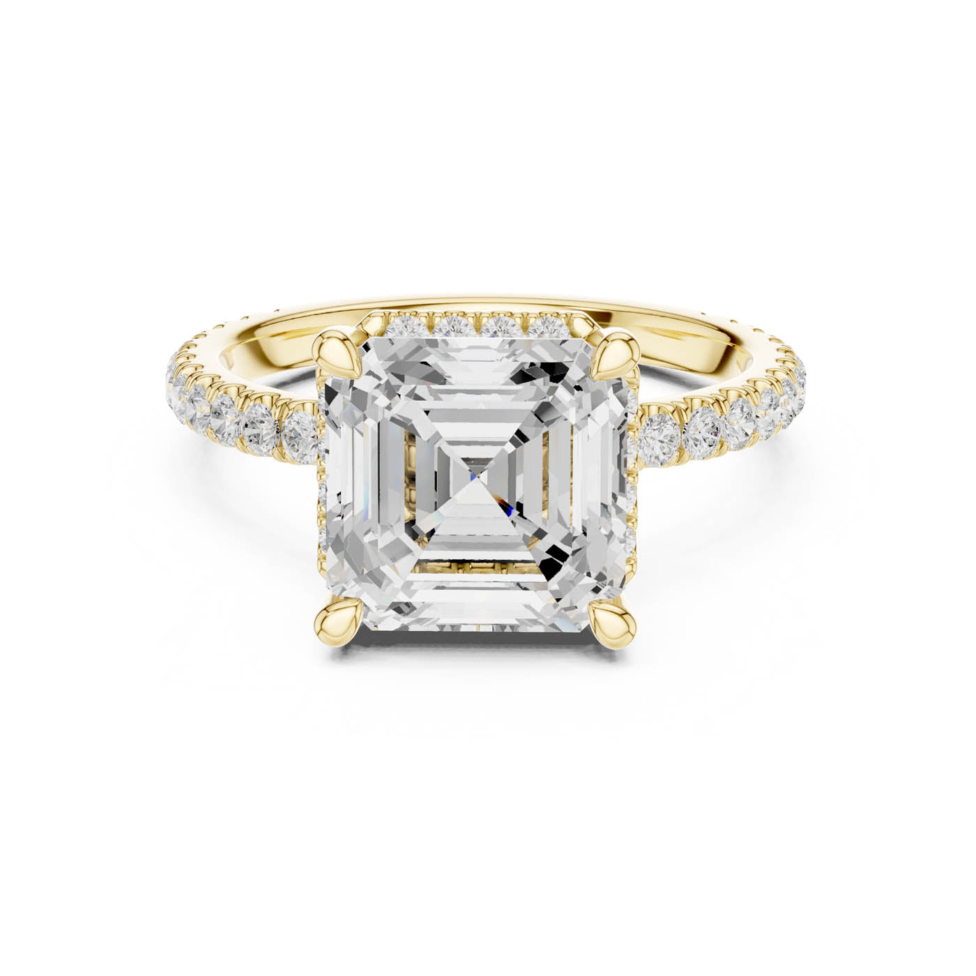 4.20 Ct. Asscher Cut Diamond Halo Pavé Ring (DDLR-172-AC)