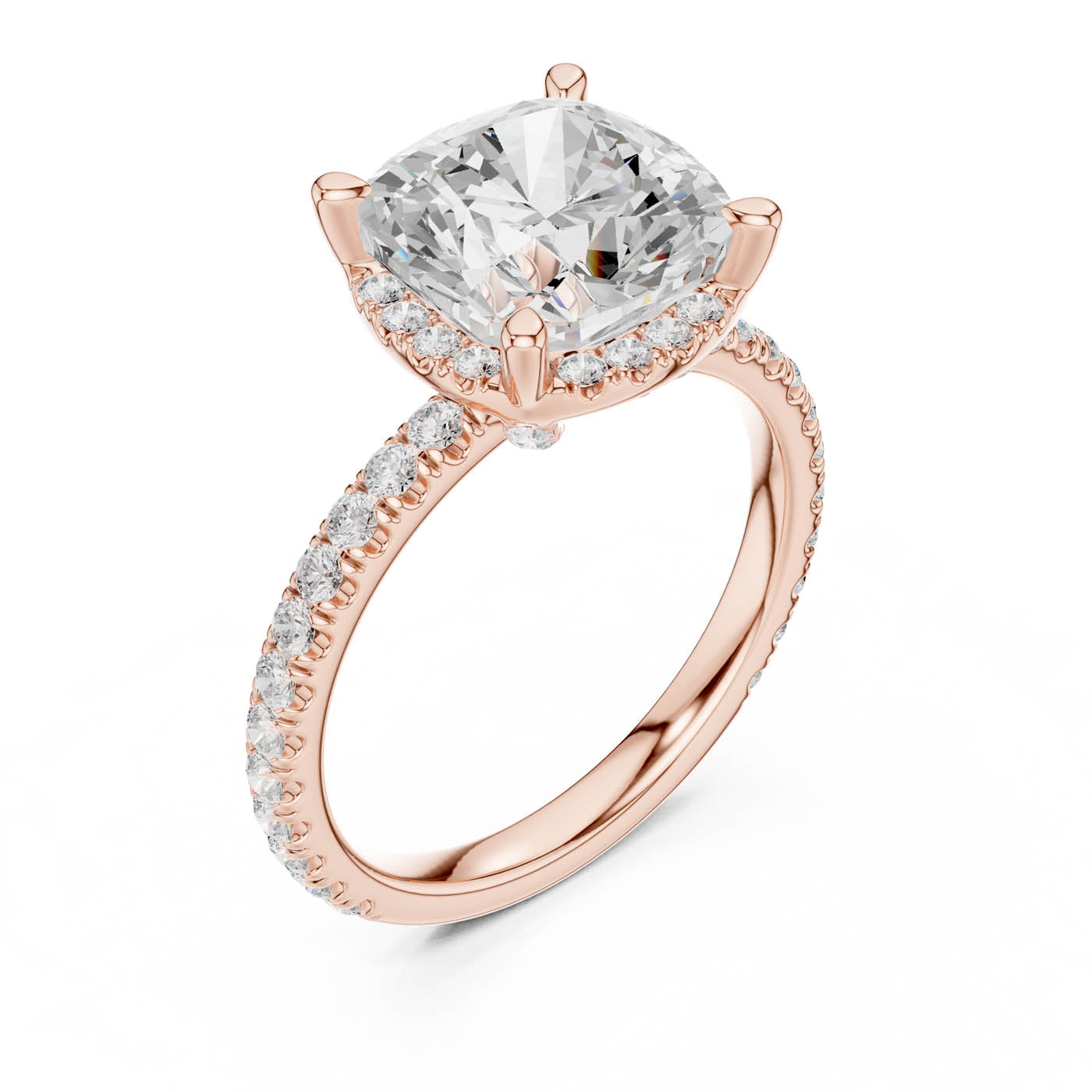 4.20 Ct. Cushion Cut Diamond Halo Pavé Ring (DDLR-172-CU) 7