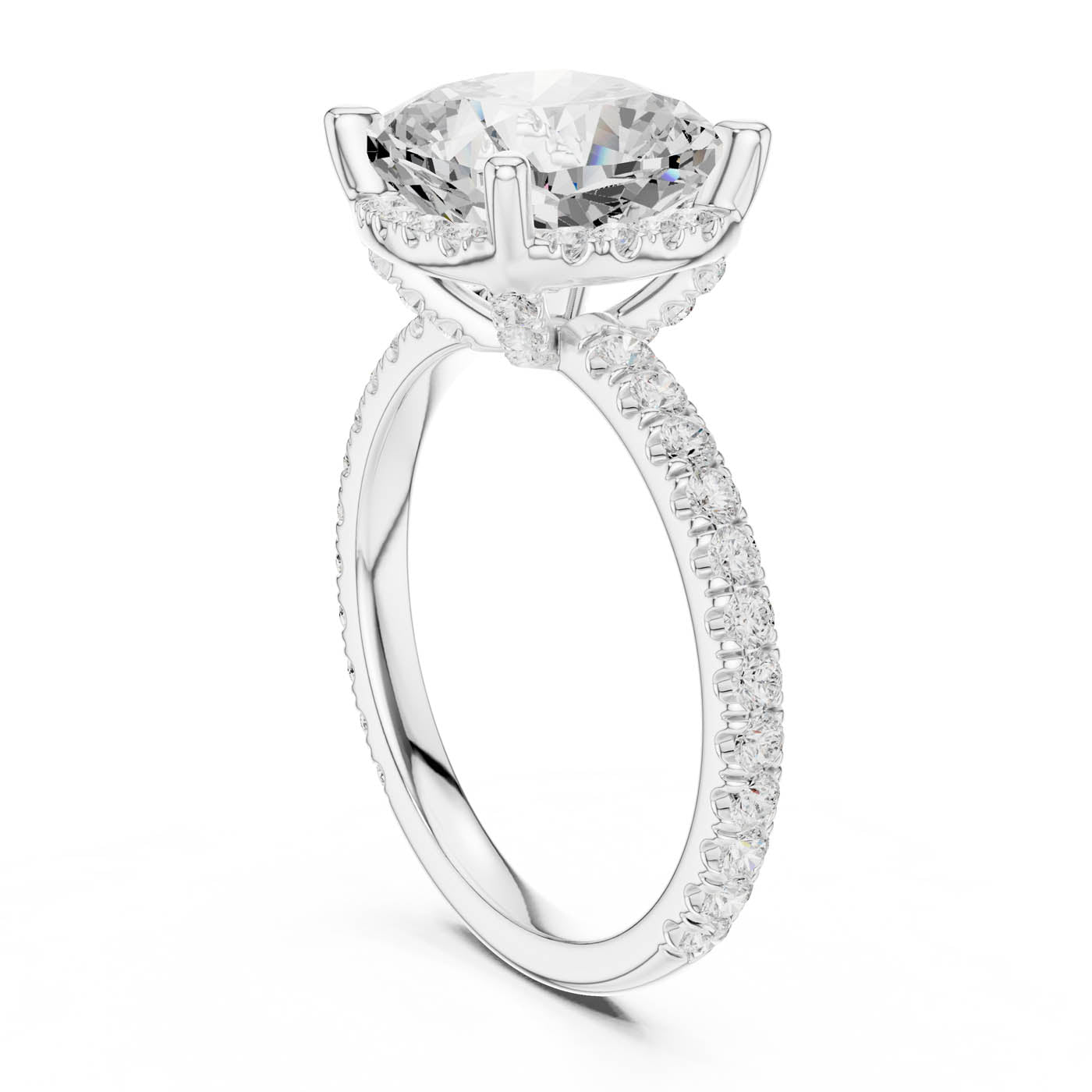 4.20 Ct. Cushion Cut Diamond Halo Pavé Ring (DDLR-172-CU) 10
