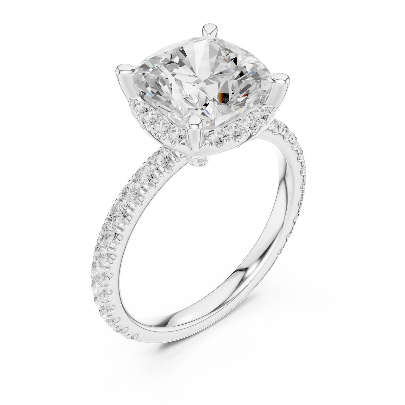 4.20 Ct. Cushion Cut Diamond Halo Pavé Ring (DDLR-172-CU) 11