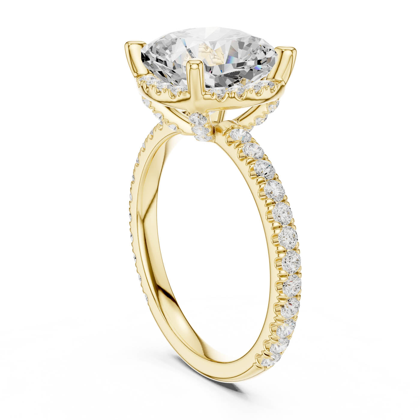 4.20 Ct. Cushion Cut Diamond Halo Pavé Ring (DDLR-172-CU) 5