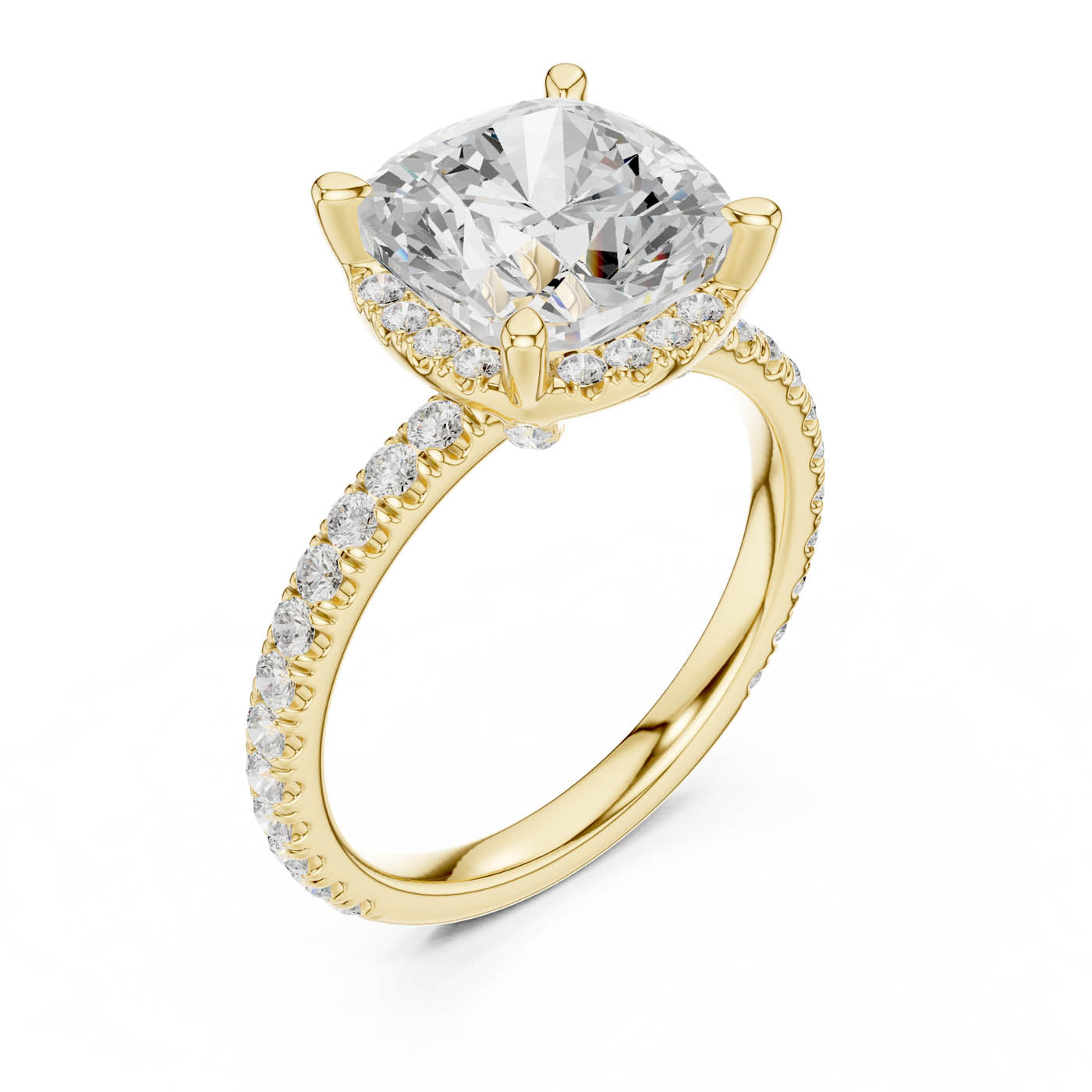 4.20 Ct. Cushion Cut Diamond Halo Pavé Ring (DDLR-172-CU)