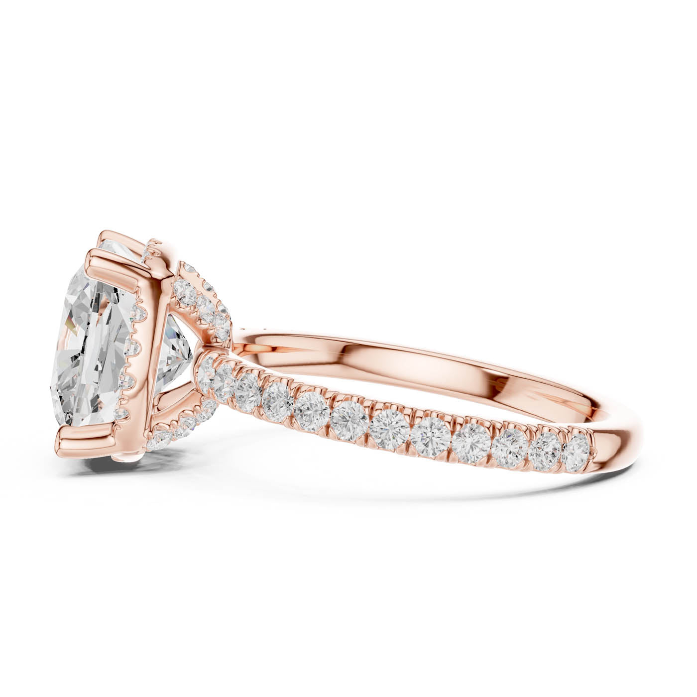 4.20 Ct. Cushion Cut Diamond Halo Pavé Ring (DDLR-172-CU) 9