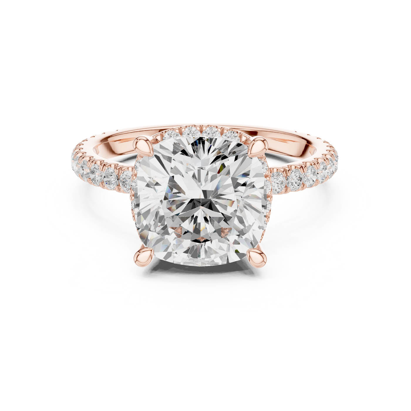 4.20 Ct. Cushion Cut Diamond Halo Pavé Ring (DDLR-172-CU) 6