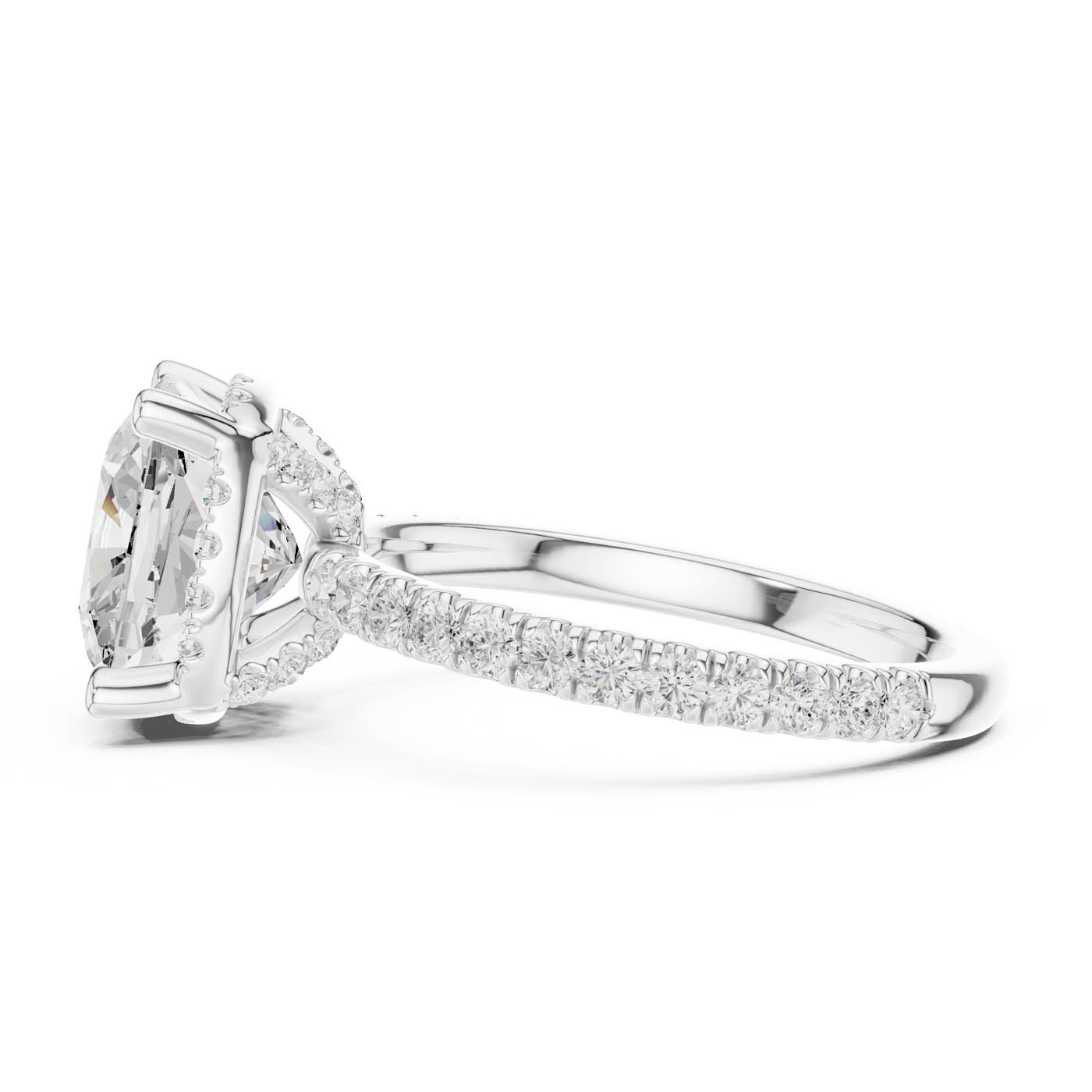 4.20 Ct. Cushion Cut Diamond Halo Pavé Ring (DDLR-172-CU) 12