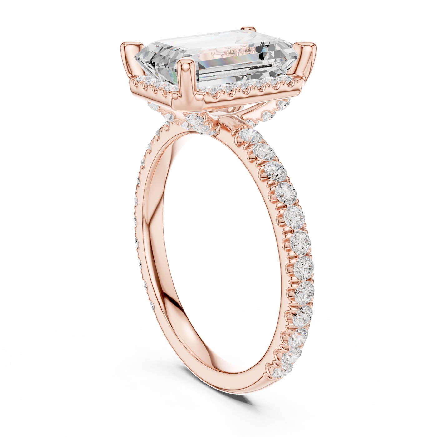 4.20 Ct. Emerald Cut Diamond Halo Pavé Ring (DDLR-172-EM) 9