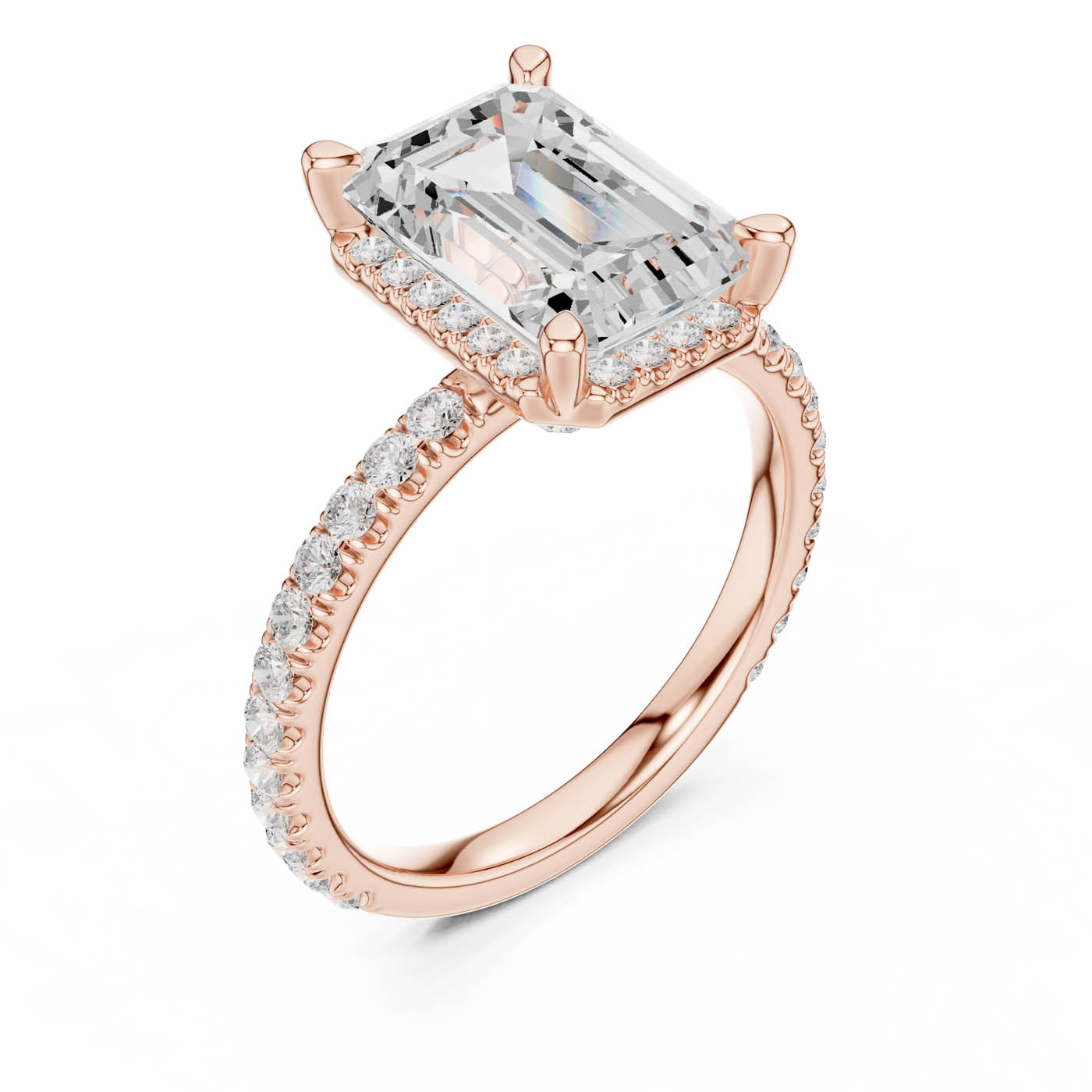 4.20 Ct. Emerald Cut Diamond Halo Pavé Ring (DDLR-172-EM) 7