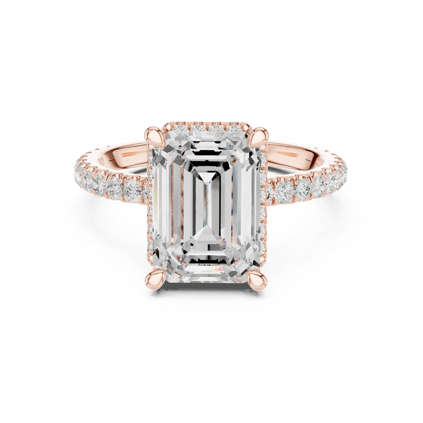 4.20 Ct. Emerald Cut Diamond Halo Pavé Ring (DDLR-172-EM) 6