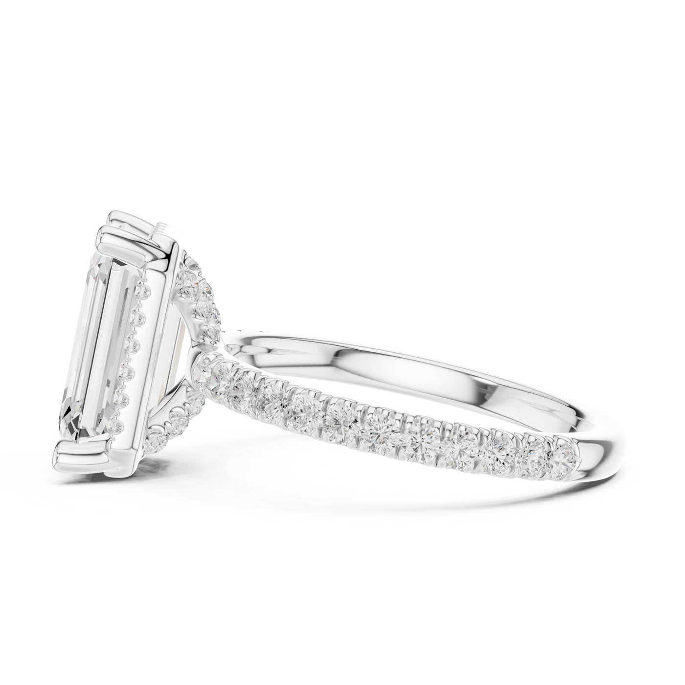 4.20 Ct. Emerald Cut Diamond Halo Pavé Ring (DDLR-172-EM) 12