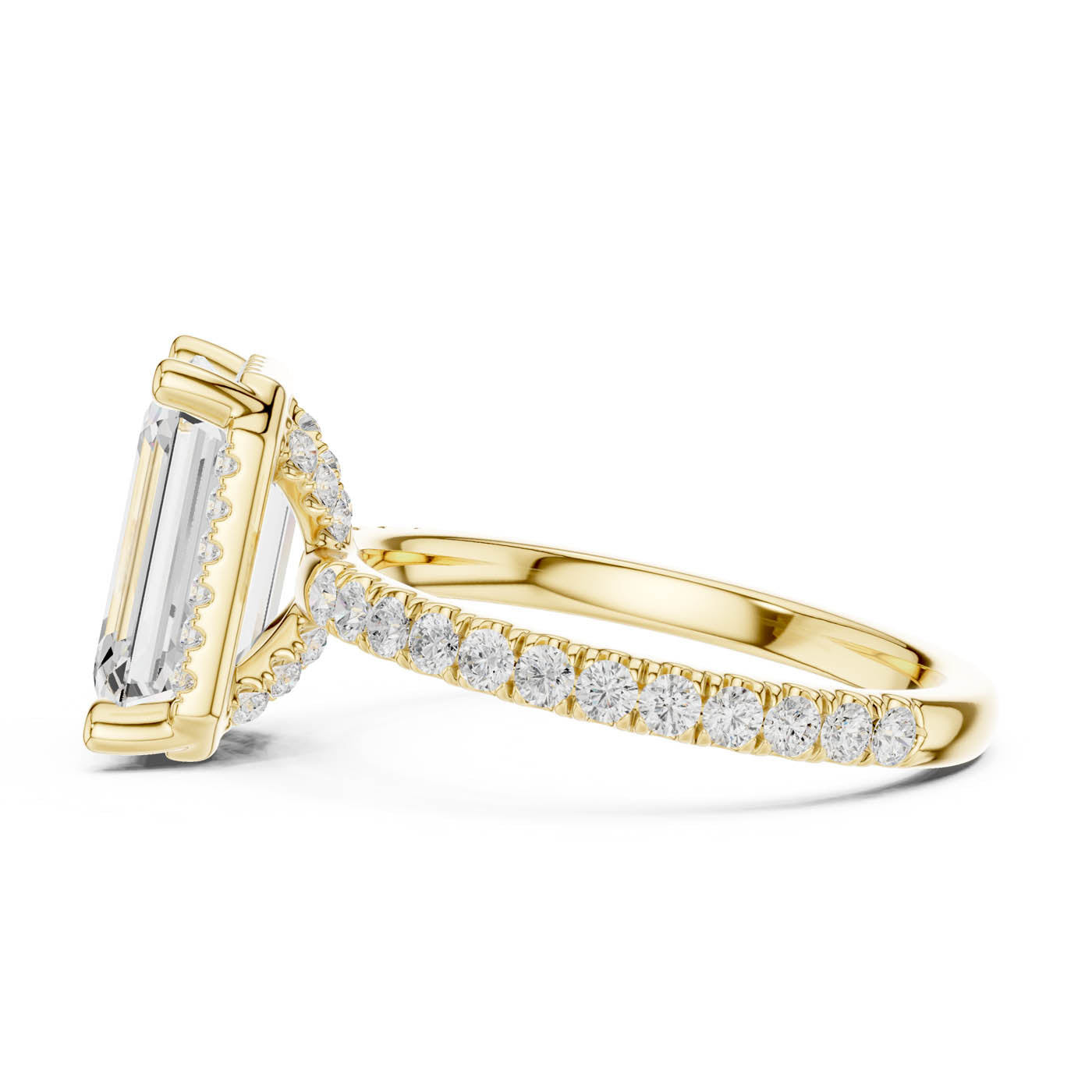 4.20 Ct. Emerald Cut Diamond Halo Pavé Ring (DDLR-172-EM) 5