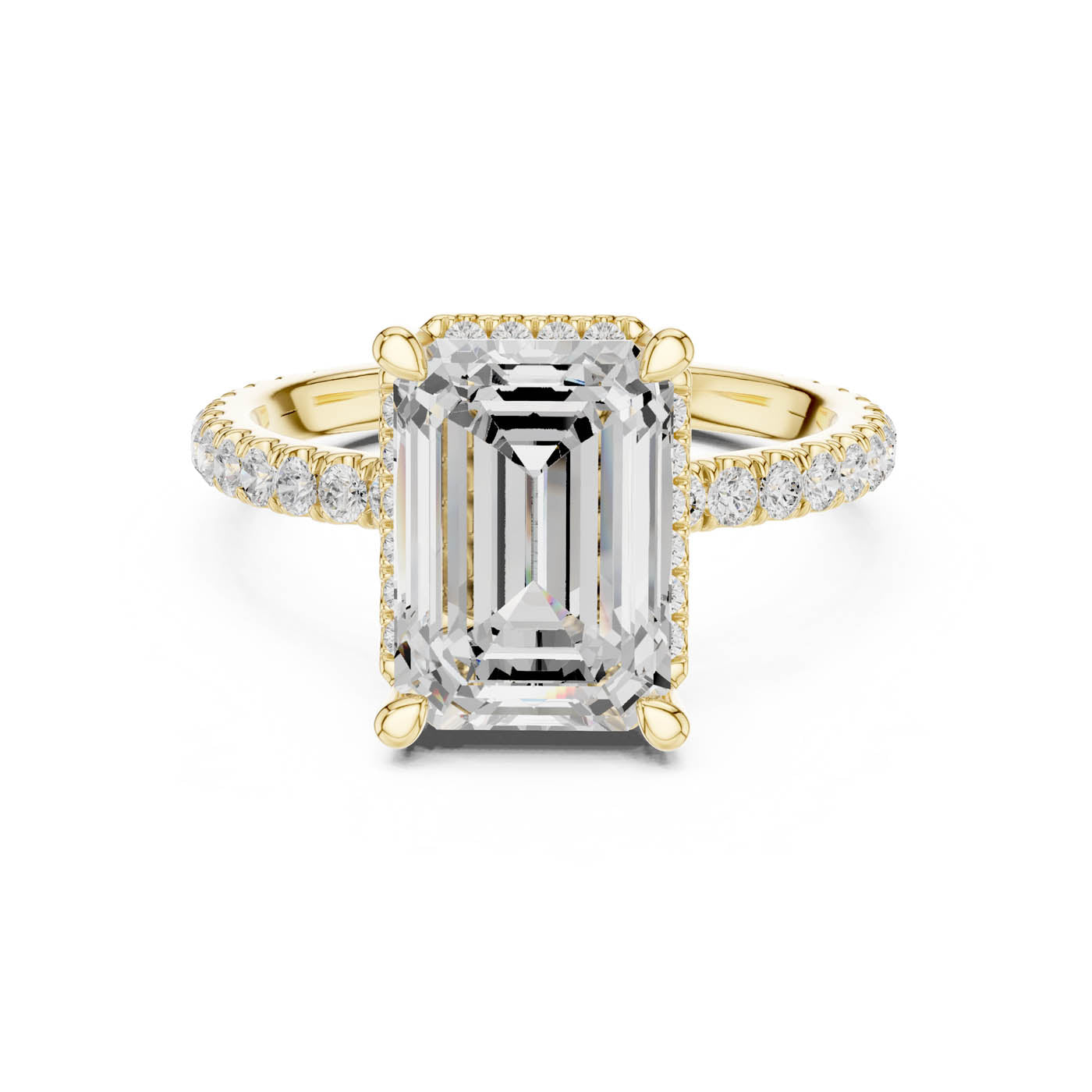 4.20 Ct. Emerald Cut Diamond Halo Pavé Ring (DDLR-172-EM) 3