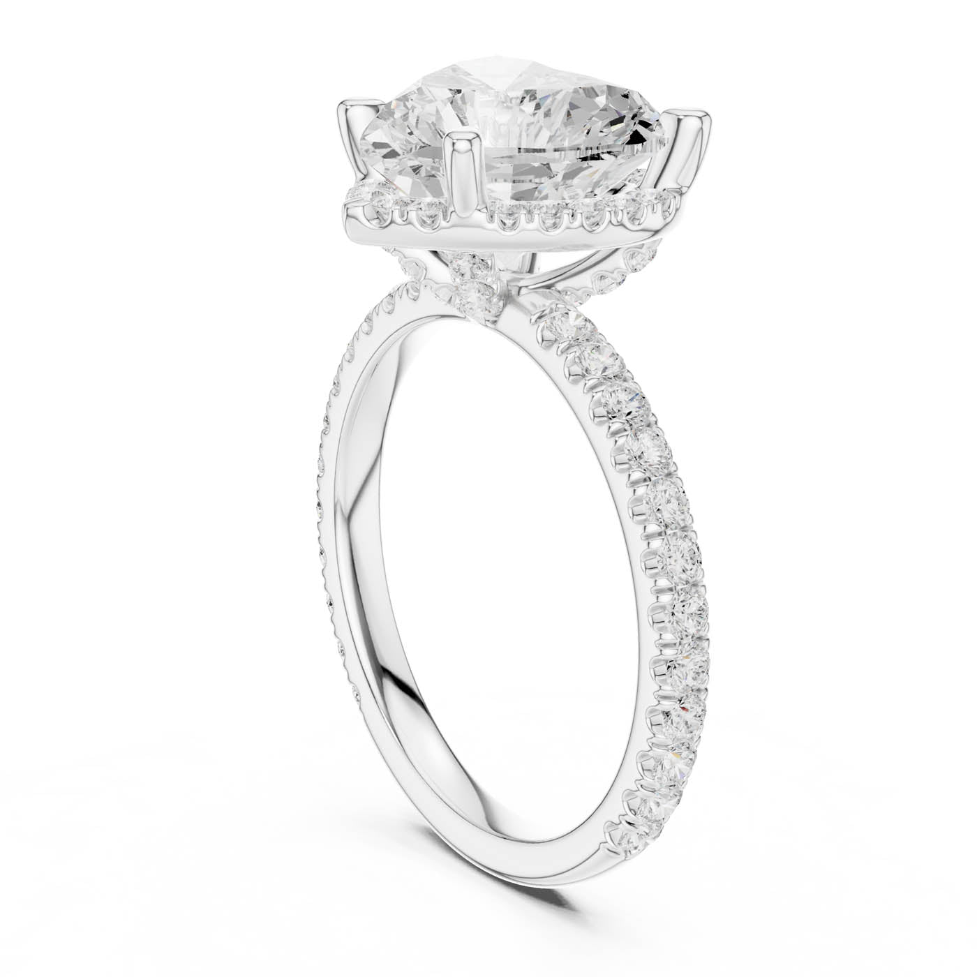 4.20 Ct. Heart Cut Diamond Halo Pavé Ring (DDLR-172-HR) 6