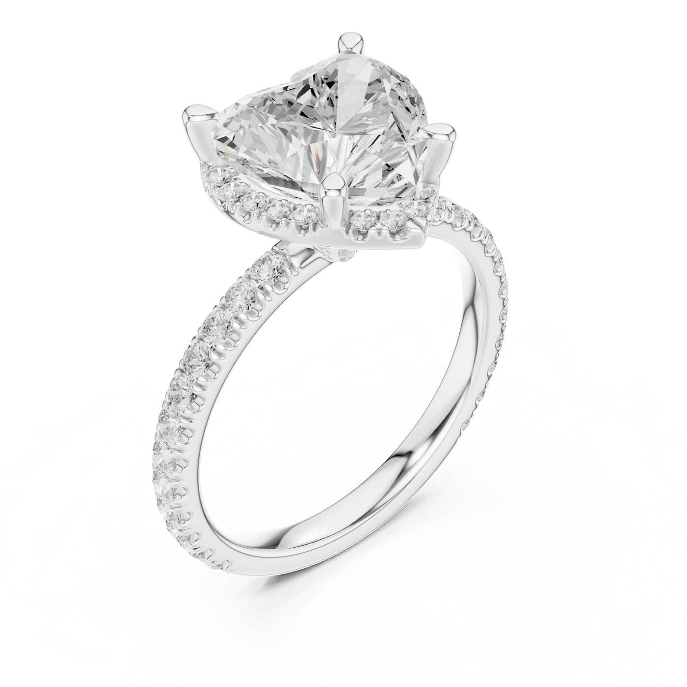 4.20 Ct. Heart Cut Diamond Halo Pavé Ring (DDLR-172-HR) 5