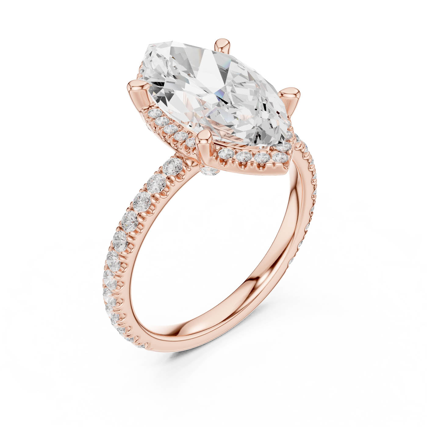 4.20 Ct. Marquise Cut Diamond Halo Pavé Ring (DDLR-172-MQ) 7