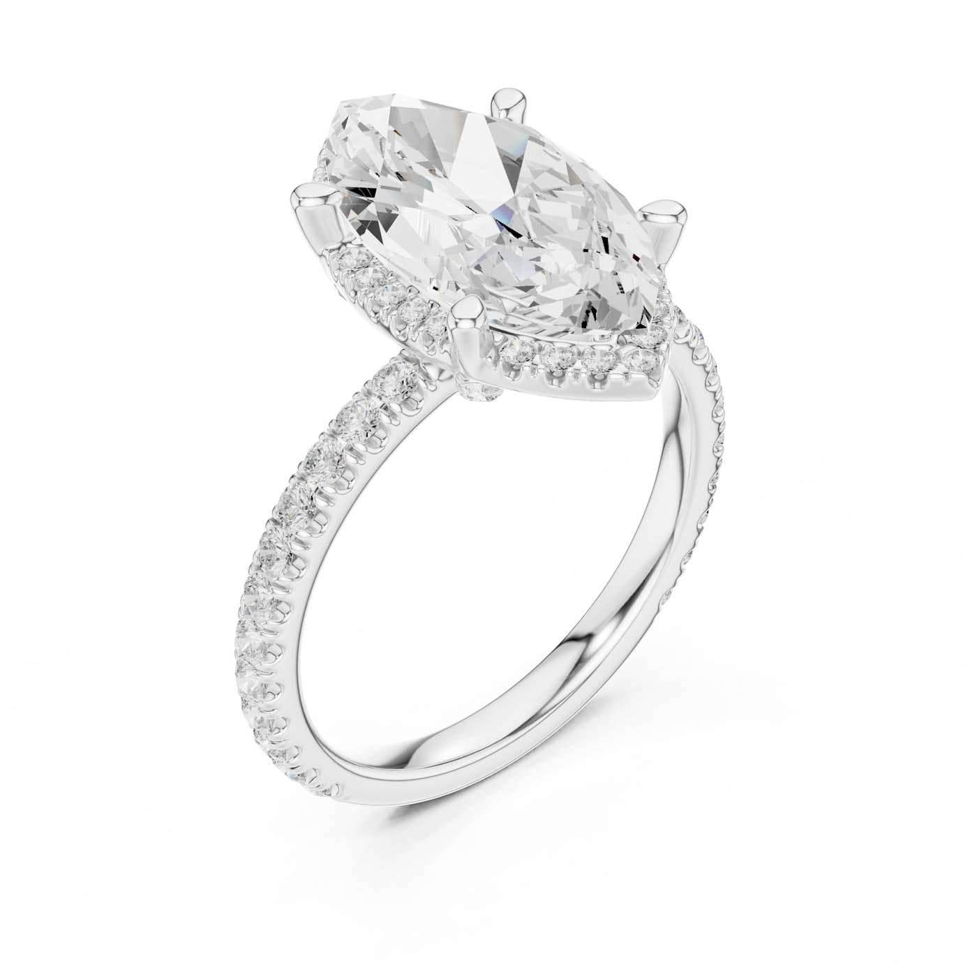 4.20 Ct. Marquise Cut Diamond Halo Pavé Ring (DDLR-172-MQ) 10