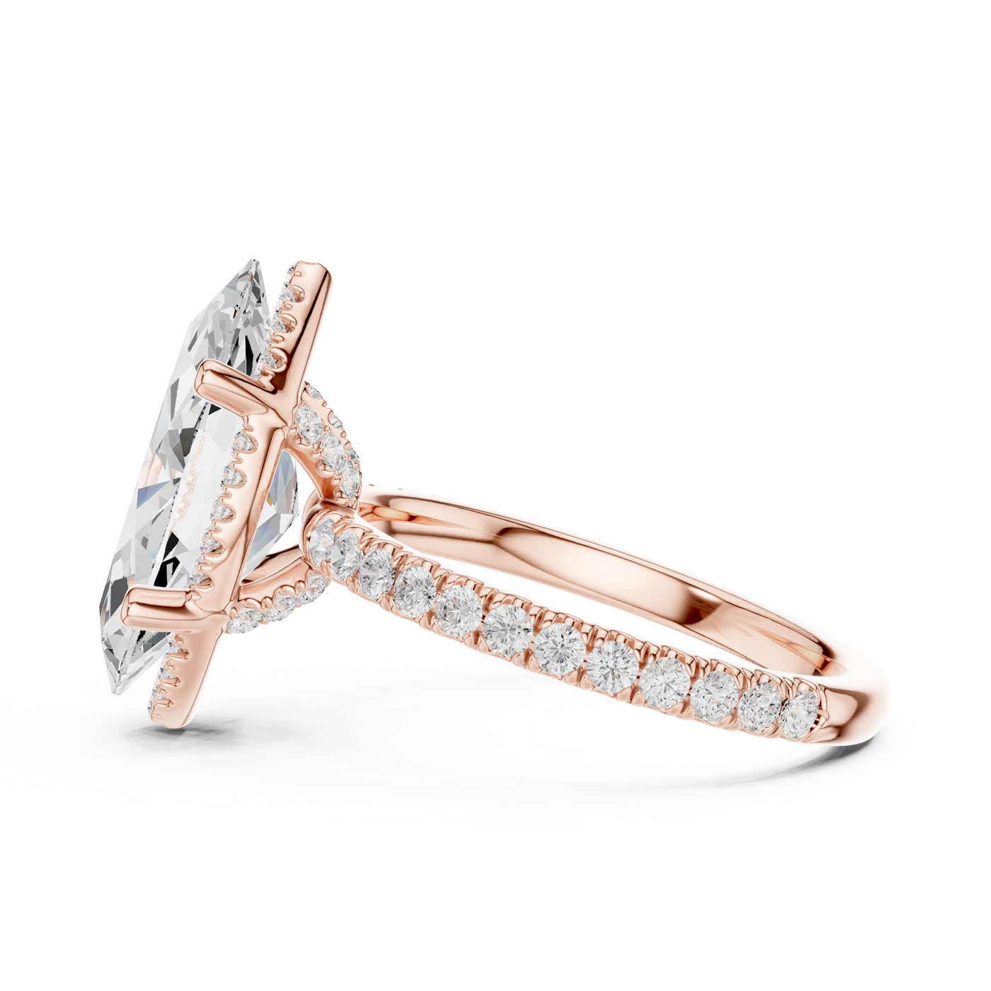 4.20 Ct. Marquise Cut Diamond Halo Pavé Ring (DDLR-172-MQ) 8