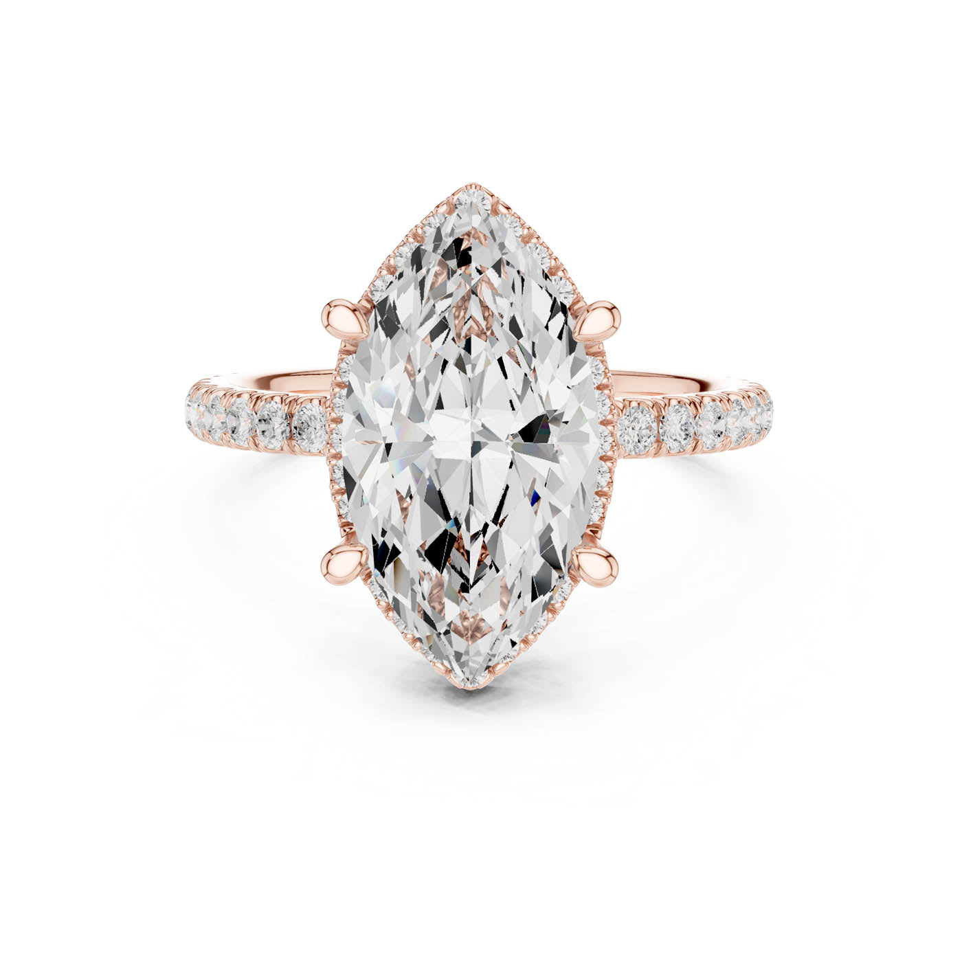 4.20 Ct. Marquise Cut Diamond Halo Pavé Ring (DDLR-172-MQ) 6