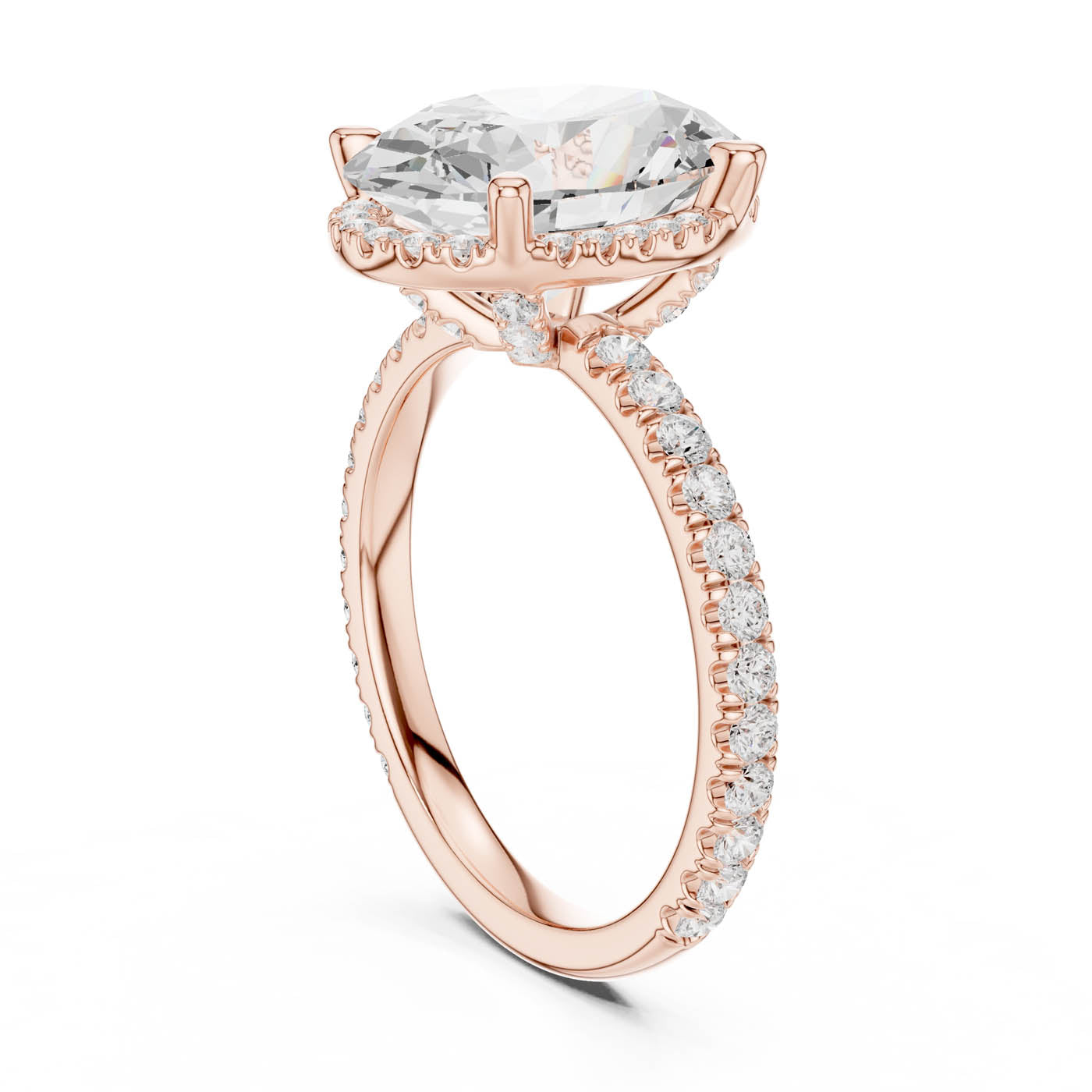 4.20 Ct. Oval Cut Diamond Halo Pavé Ring (DDLR-172-OV) 9