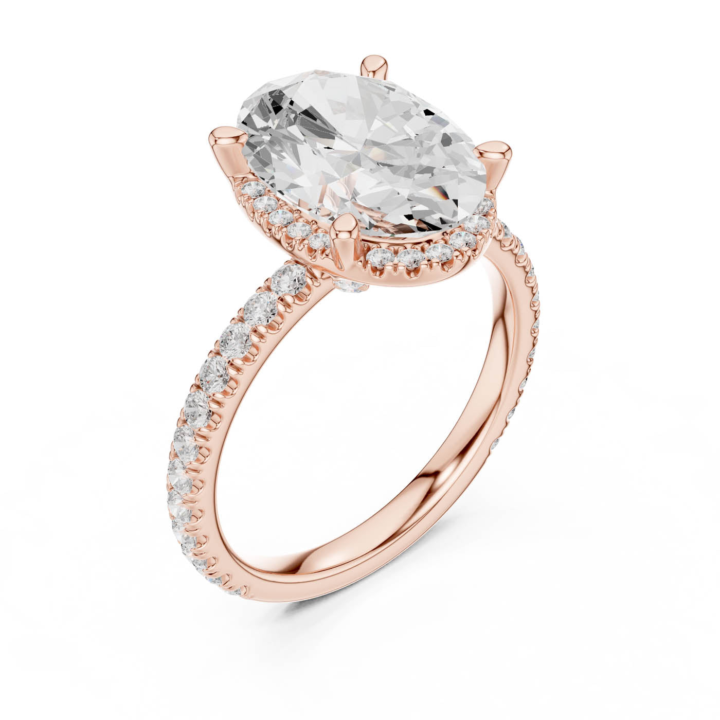 4.20 Ct. Oval Cut Diamond Halo Pavé Ring (DDLR-172-OV) 7