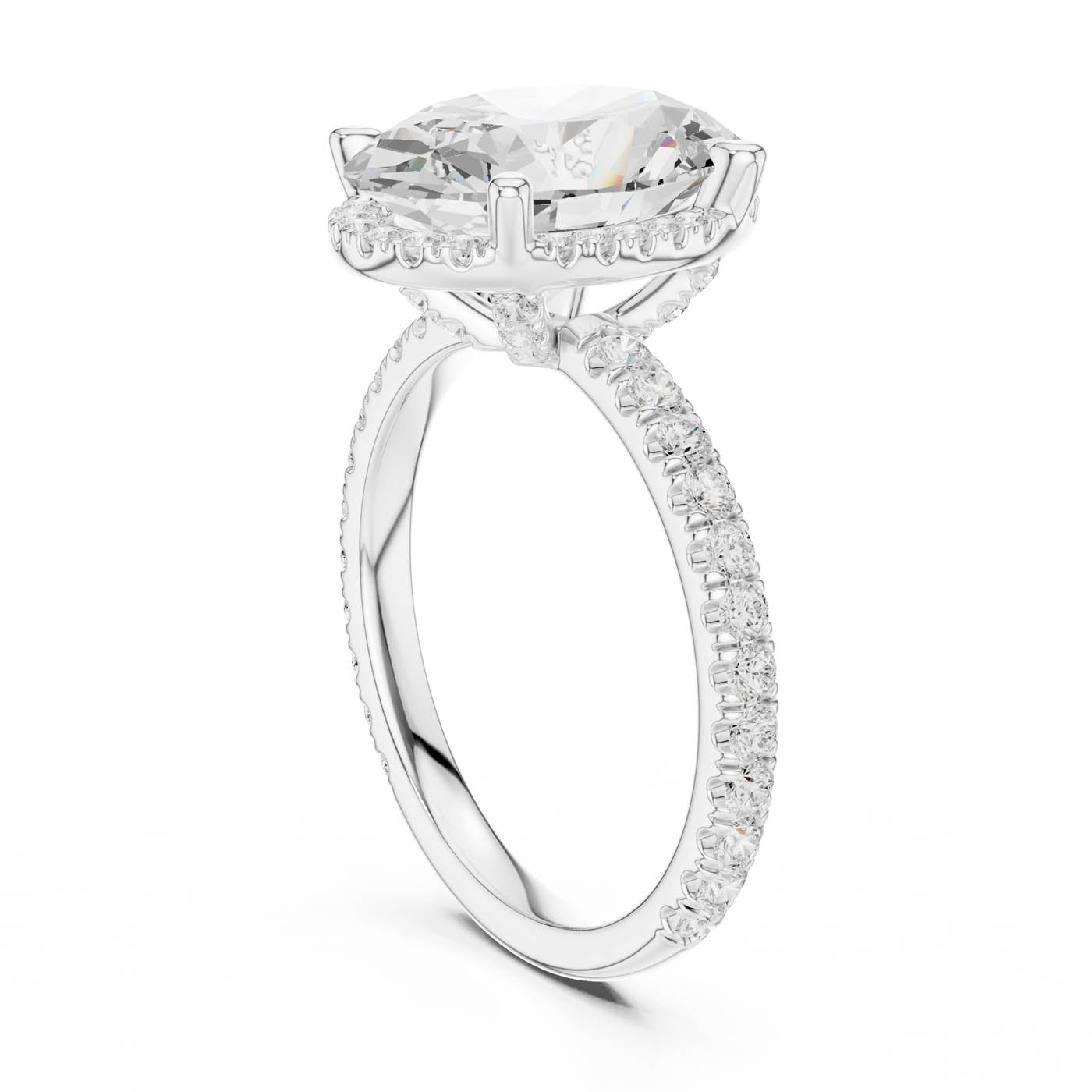 4.20 Ct. Oval Cut Diamond Halo Pavé Ring (DDLR-172-OV) 11