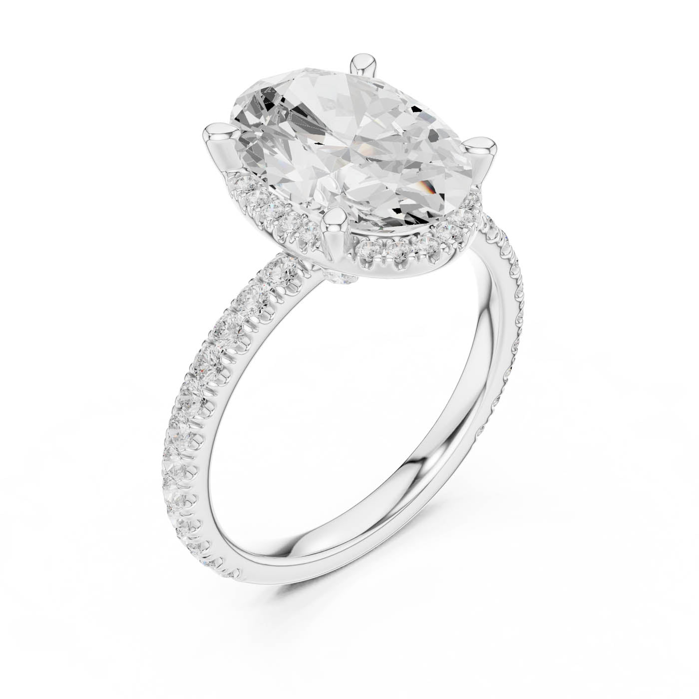 4.20 Ct. Oval Cut Diamond Halo Pavé Ring (DDLR-172-OV) 10