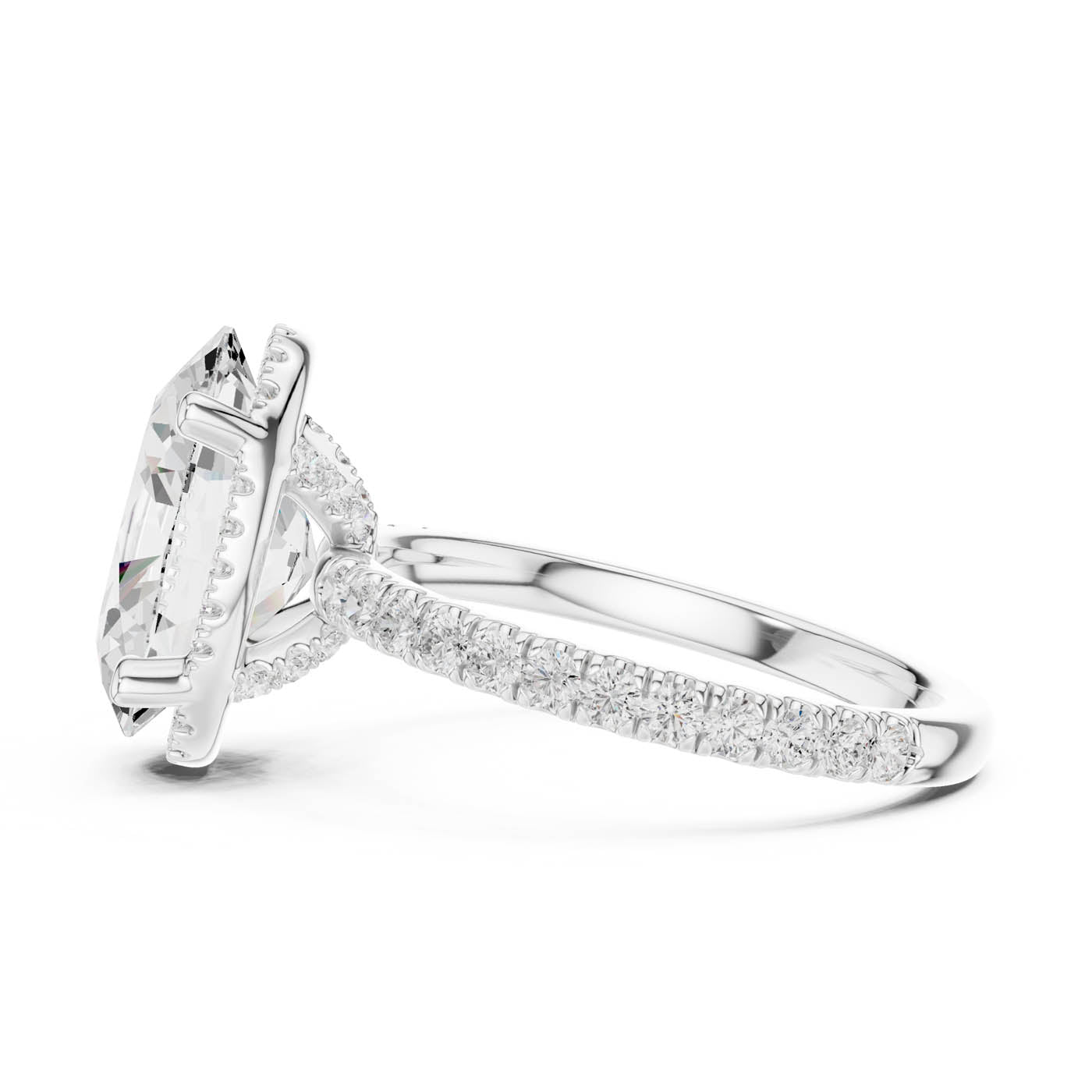 4.20 Ct. Oval Cut Diamond Halo Pavé Ring (DDLR-172-OV) 12