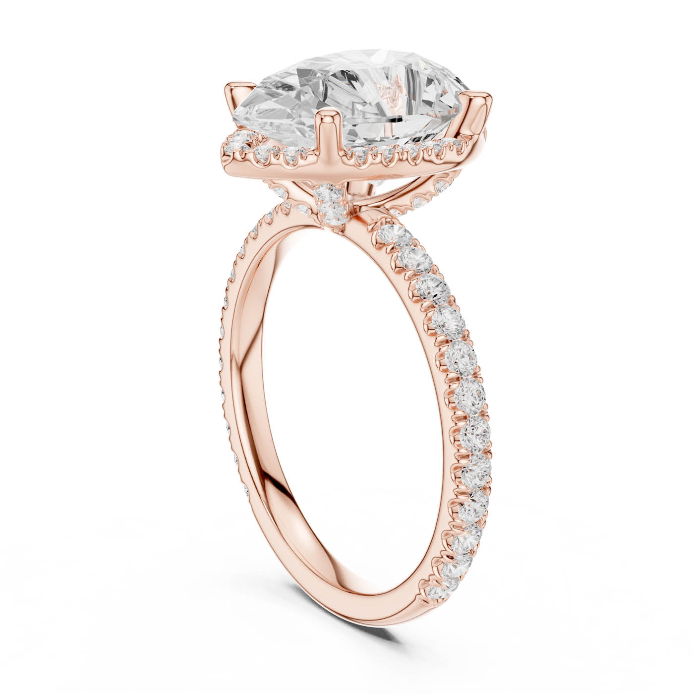 4.20 Ct. Pear Cut Diamond Halo Pavé Ring (DDLR-172-PE) 11