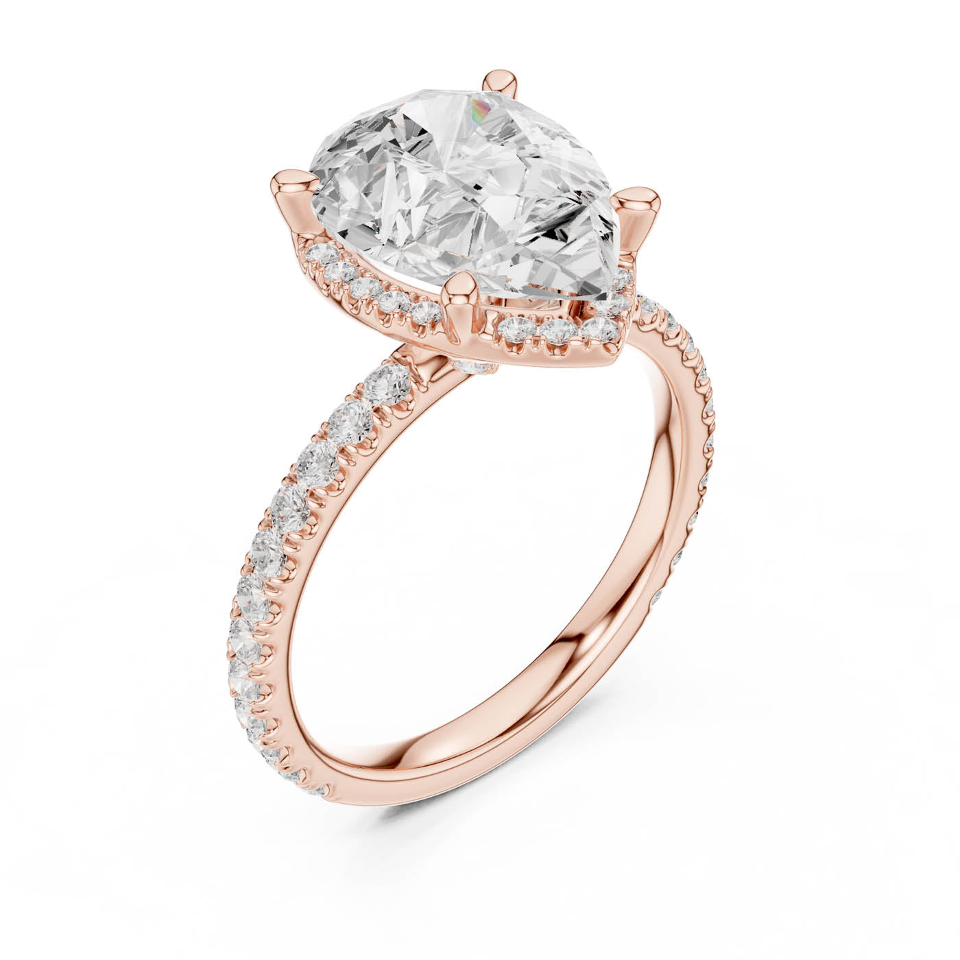 4.20 Ct. Pear Cut Diamond Halo Pavé Ring (DDLR-172-PE) 10