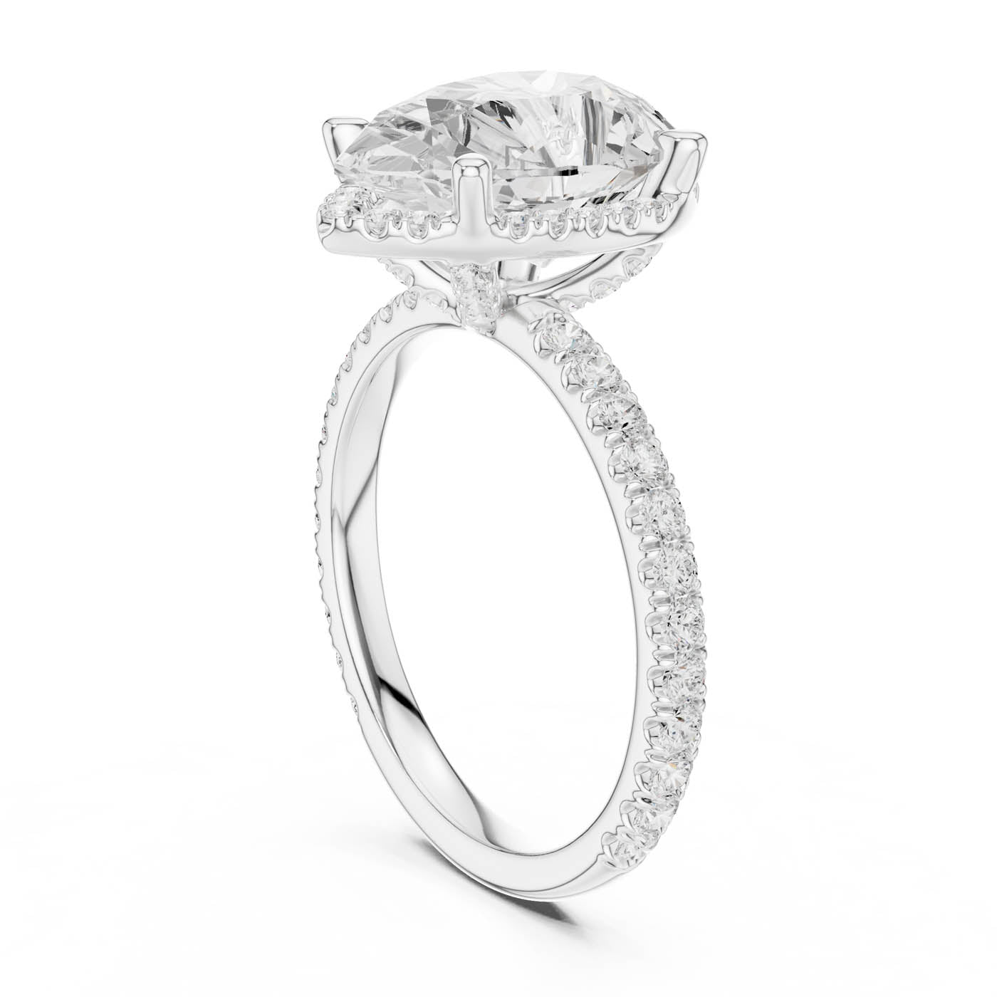 4.20 Ct. Pear Cut Diamond Halo Pavé Ring (DDLR-172-PE) 9