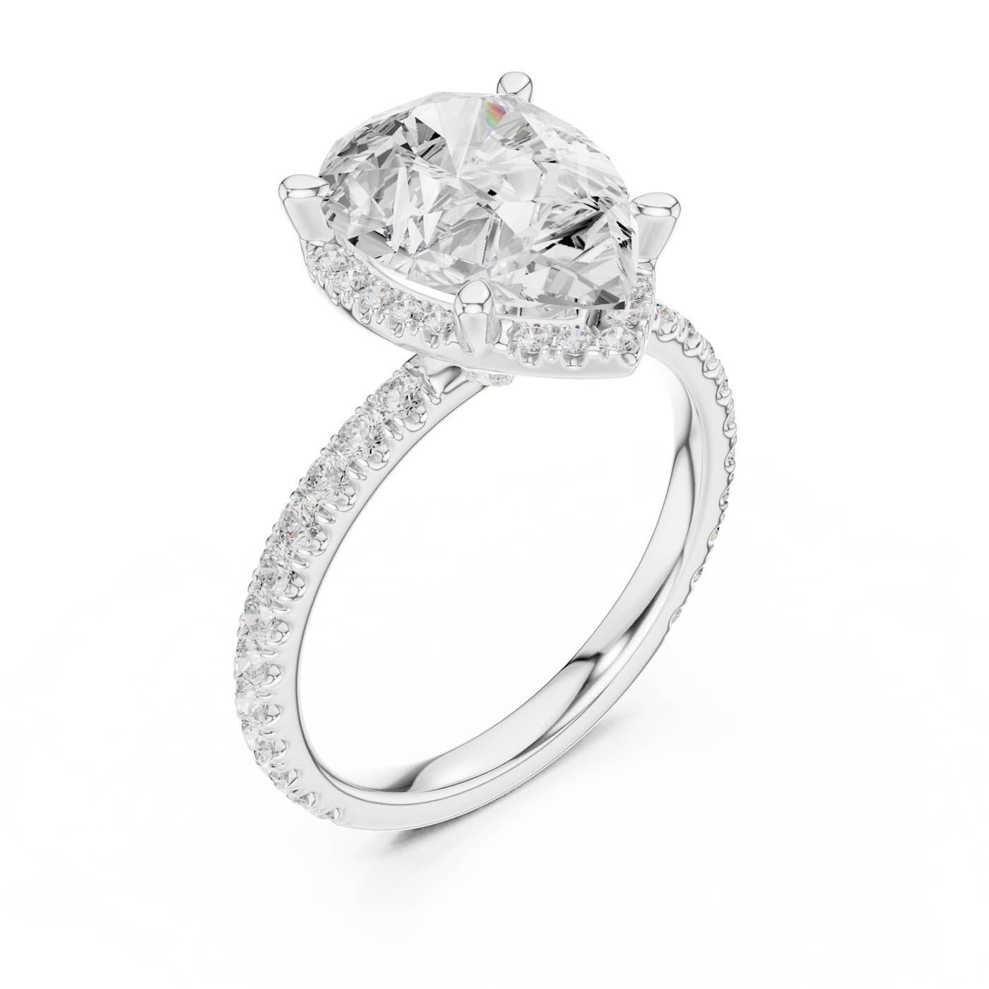 4.20 Ct. Pear Cut Diamond Halo Pavé Ring (DDLR-172-PE) 7