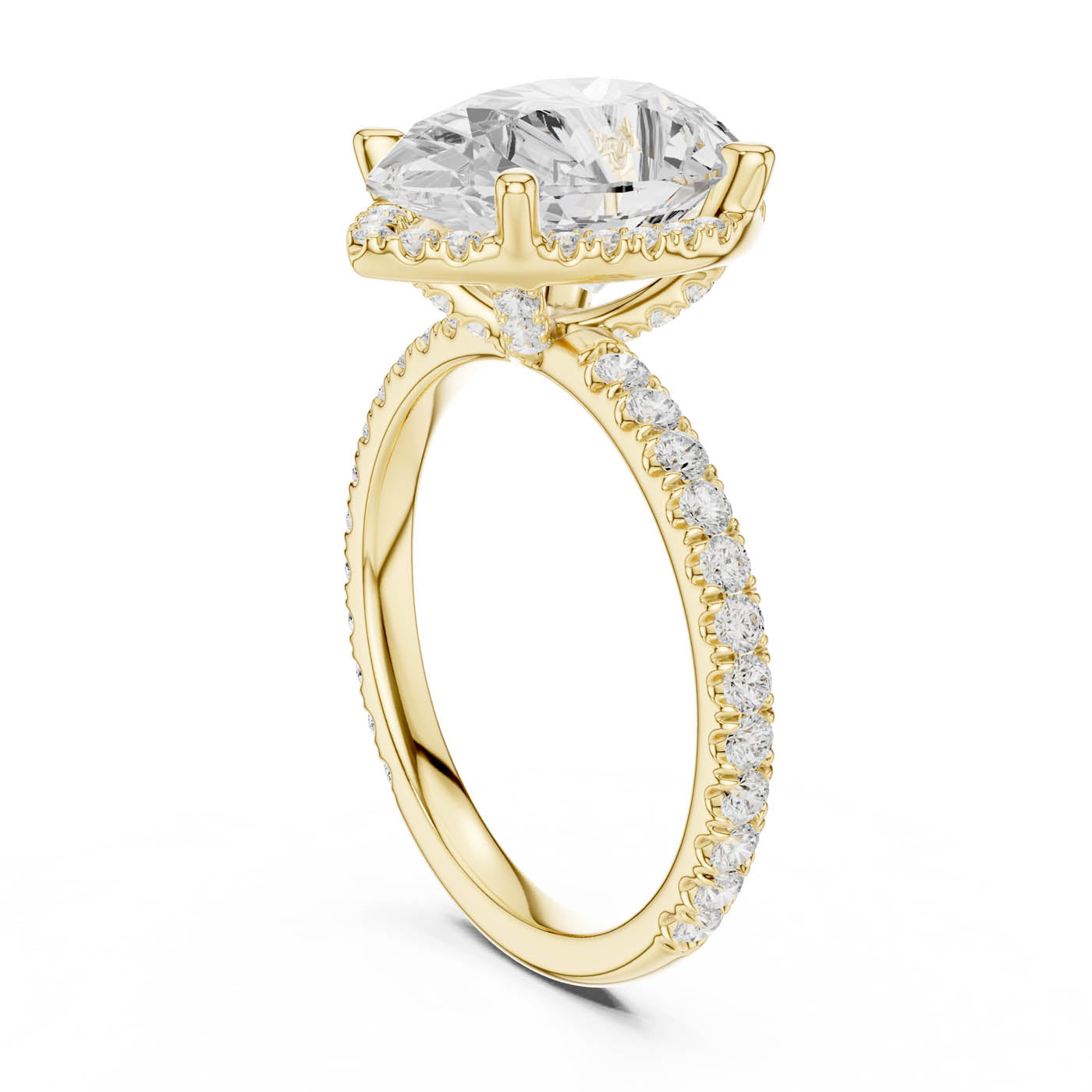 4.20 Ct. Pear Cut Diamond Halo Pavé Ring (DDLR-172-PE) 4