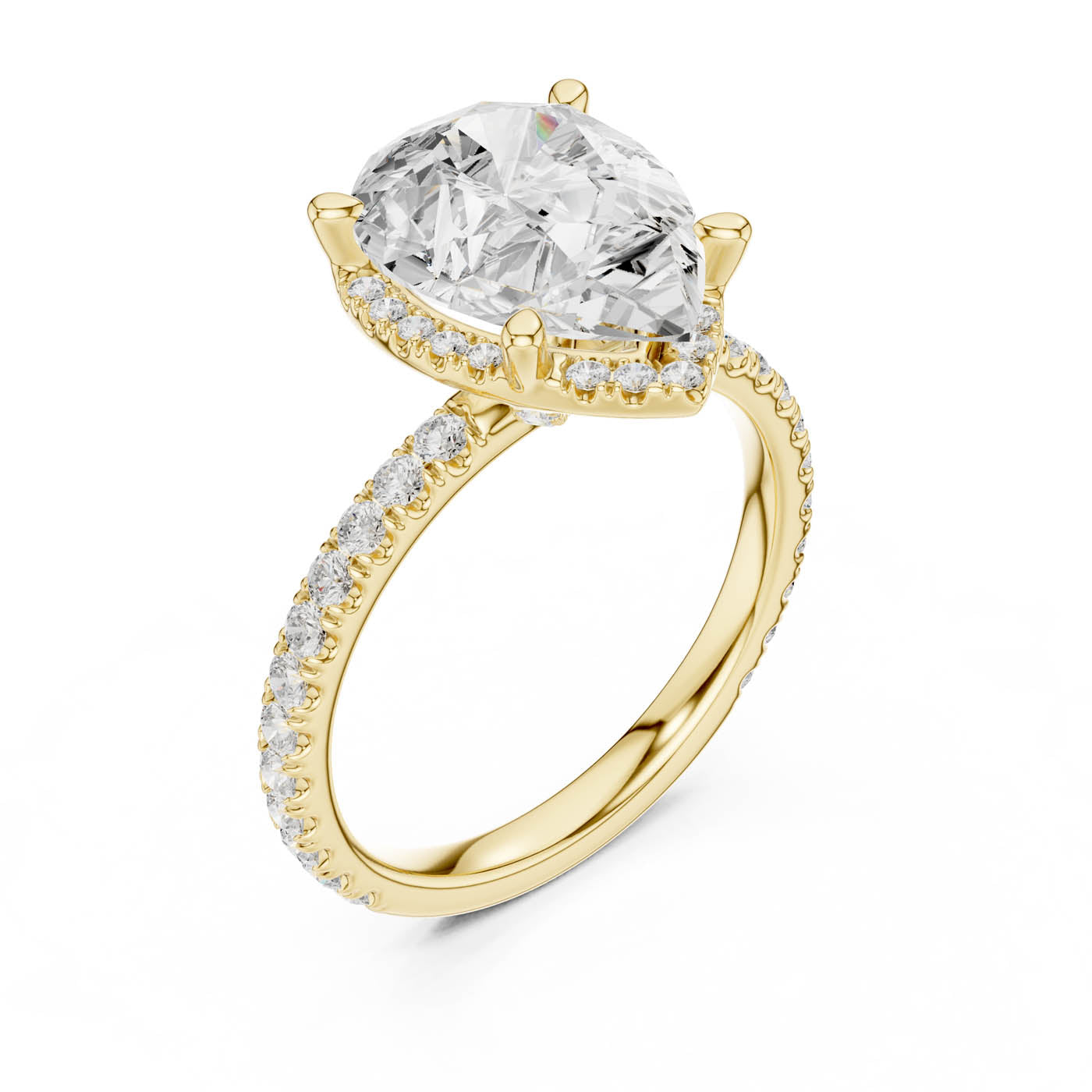 4.20 Ct. Pear Cut Diamond Halo Pavé Ring (DDLR-172-PE)